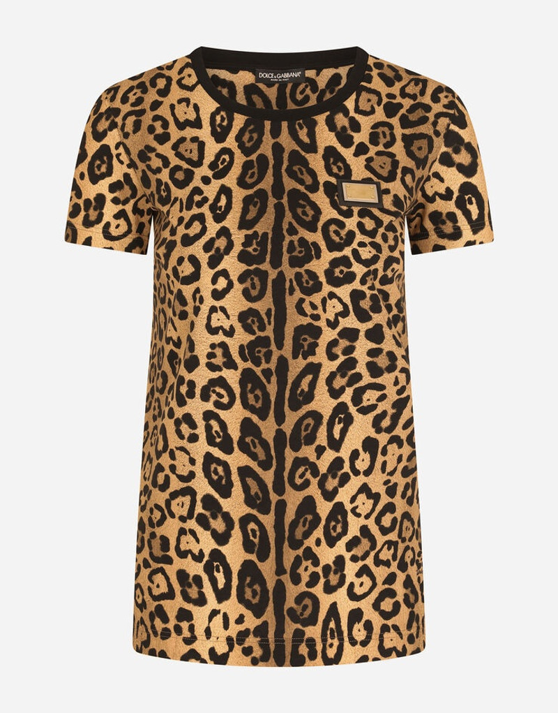 짧은 소매 leopard-print jersey 티셔츠 1