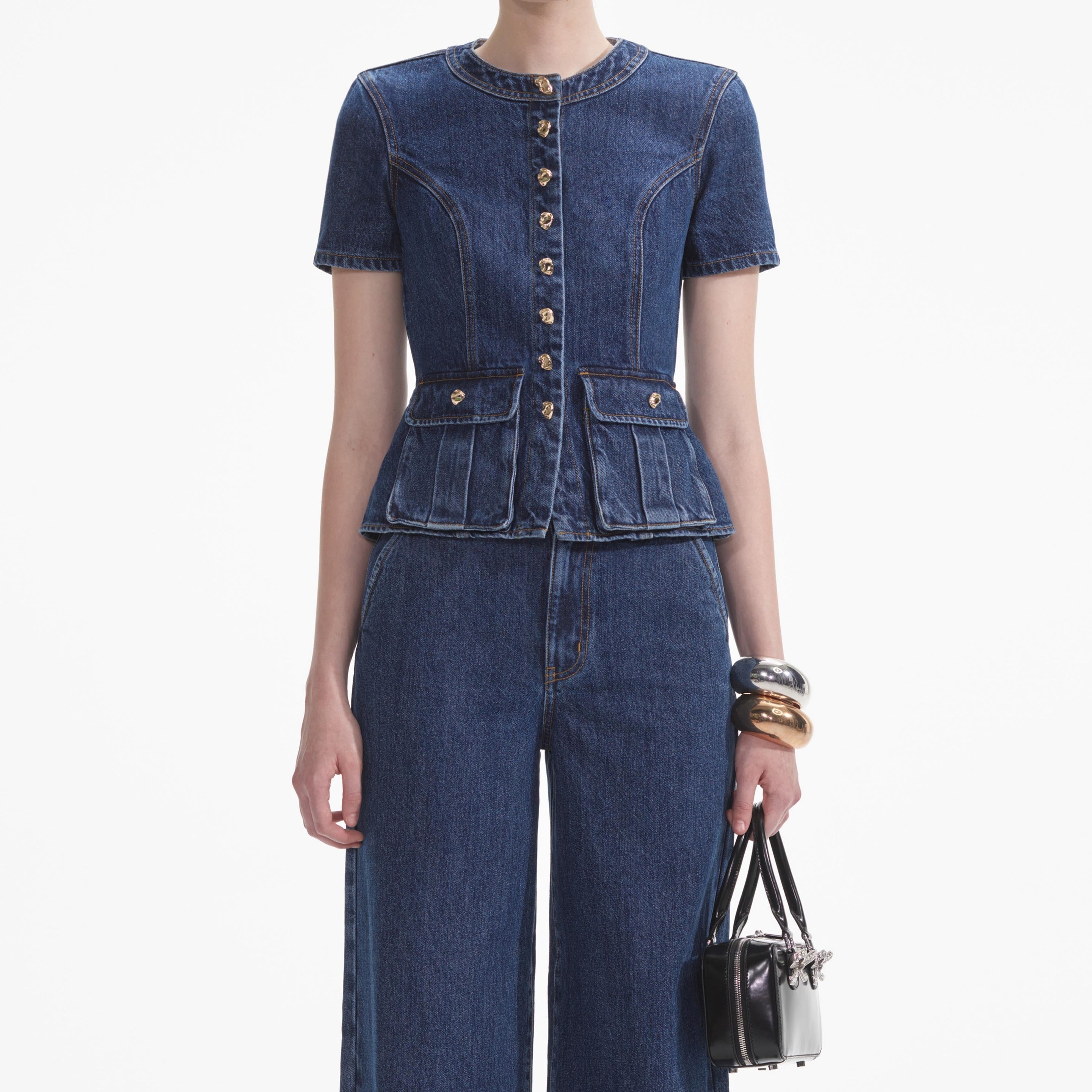 Denim Buttoned Jumpsuit - 4