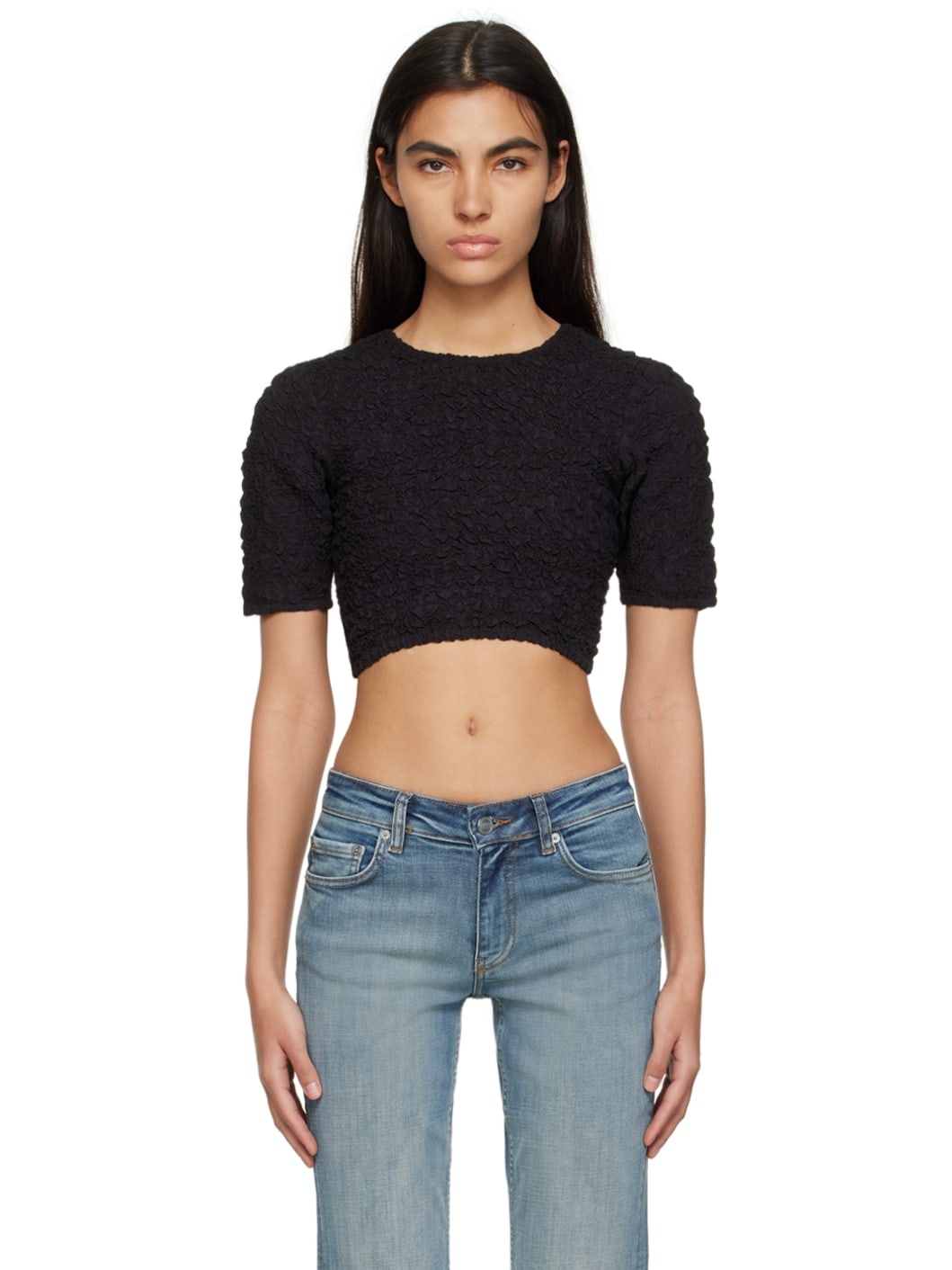 Black Cropped T-Shirt - 1