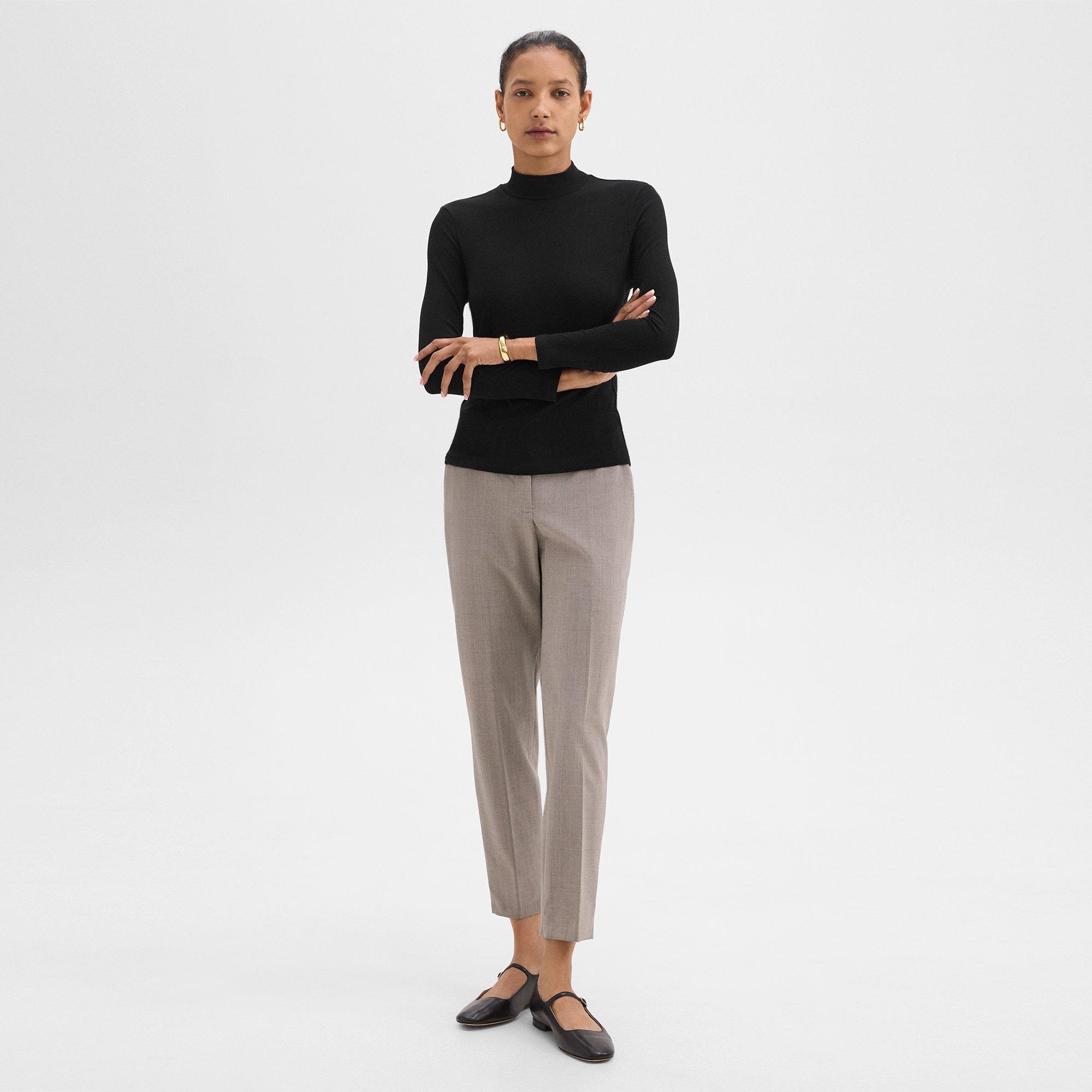 Mock Neck Top in Rib Knit Viscose - 5