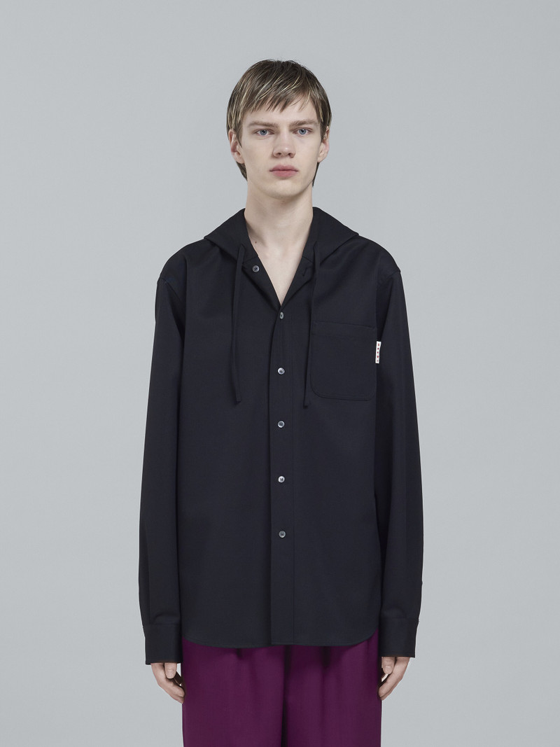 Marni BLACK WOOL GABARDINE OVERSHIRT outlook