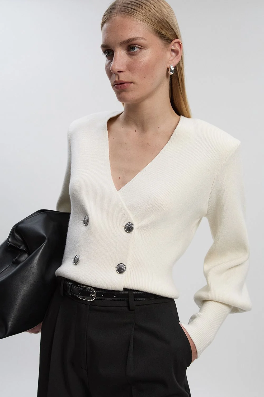 Knitted Double Breasted Jacket - 1