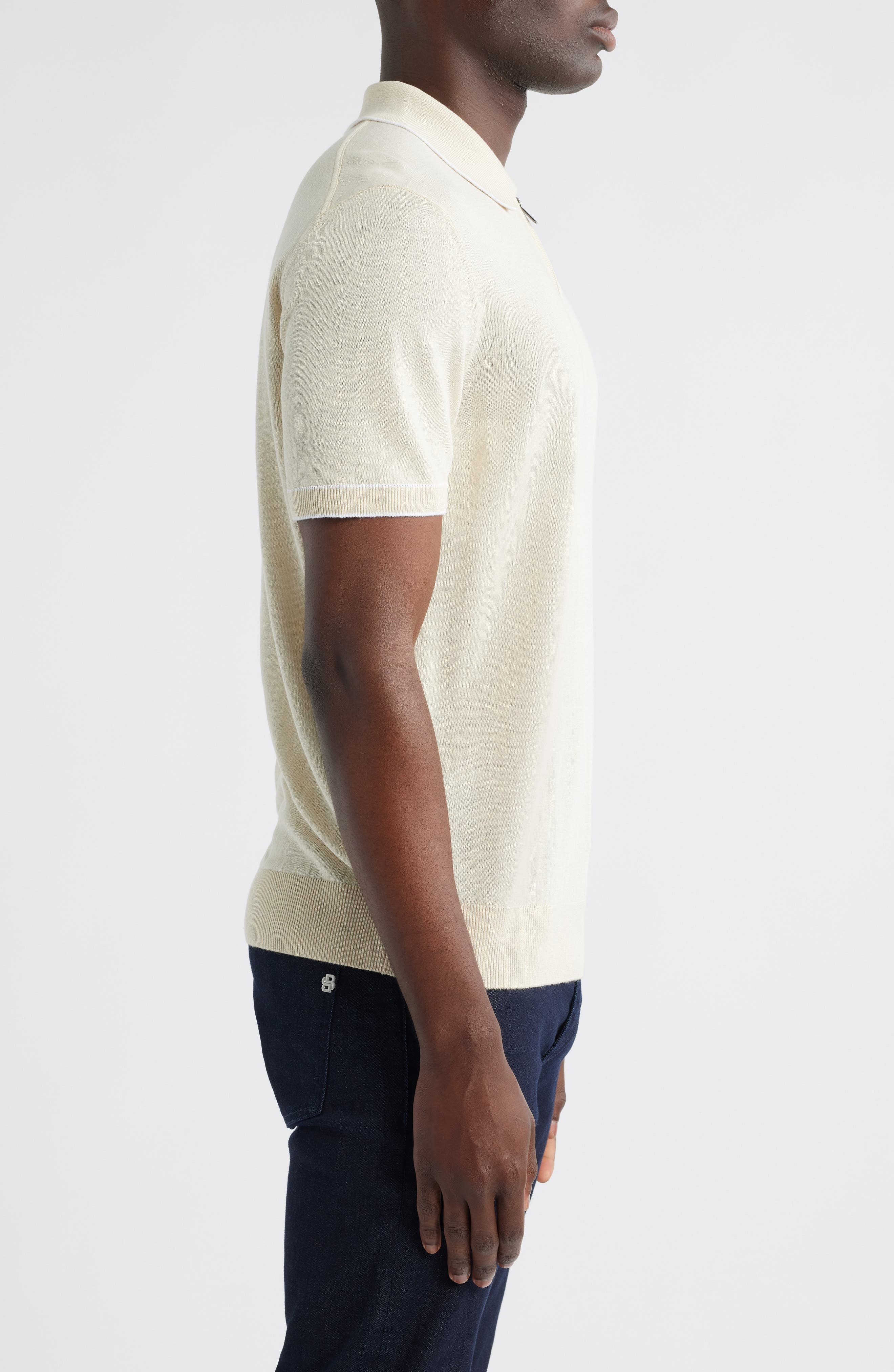 BOSS Jiovanotto Quarter Zip Polo in Open White at Nordstrom - 3
