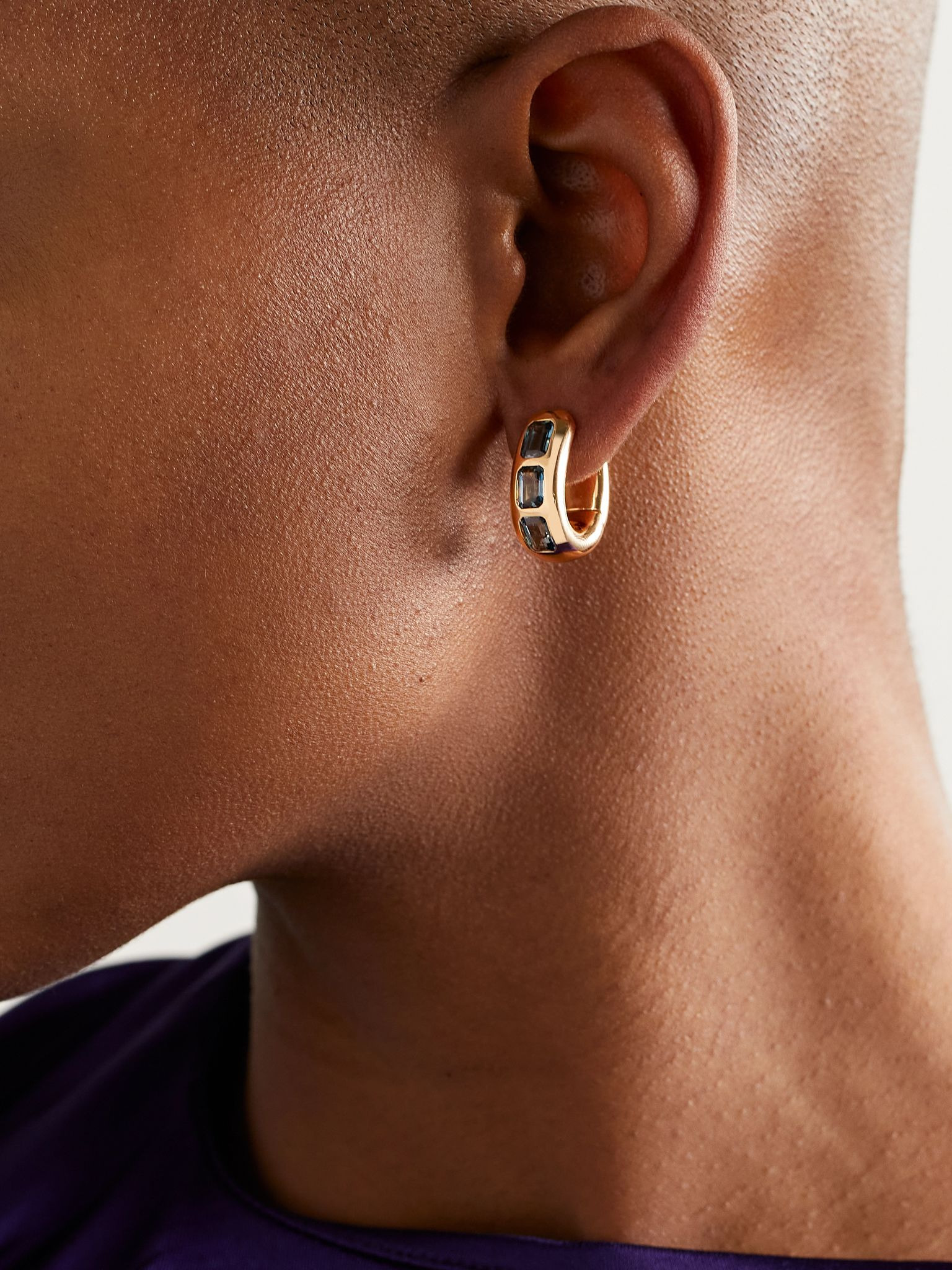 18-karat rose gold topaz hoop earrings Gold - 2