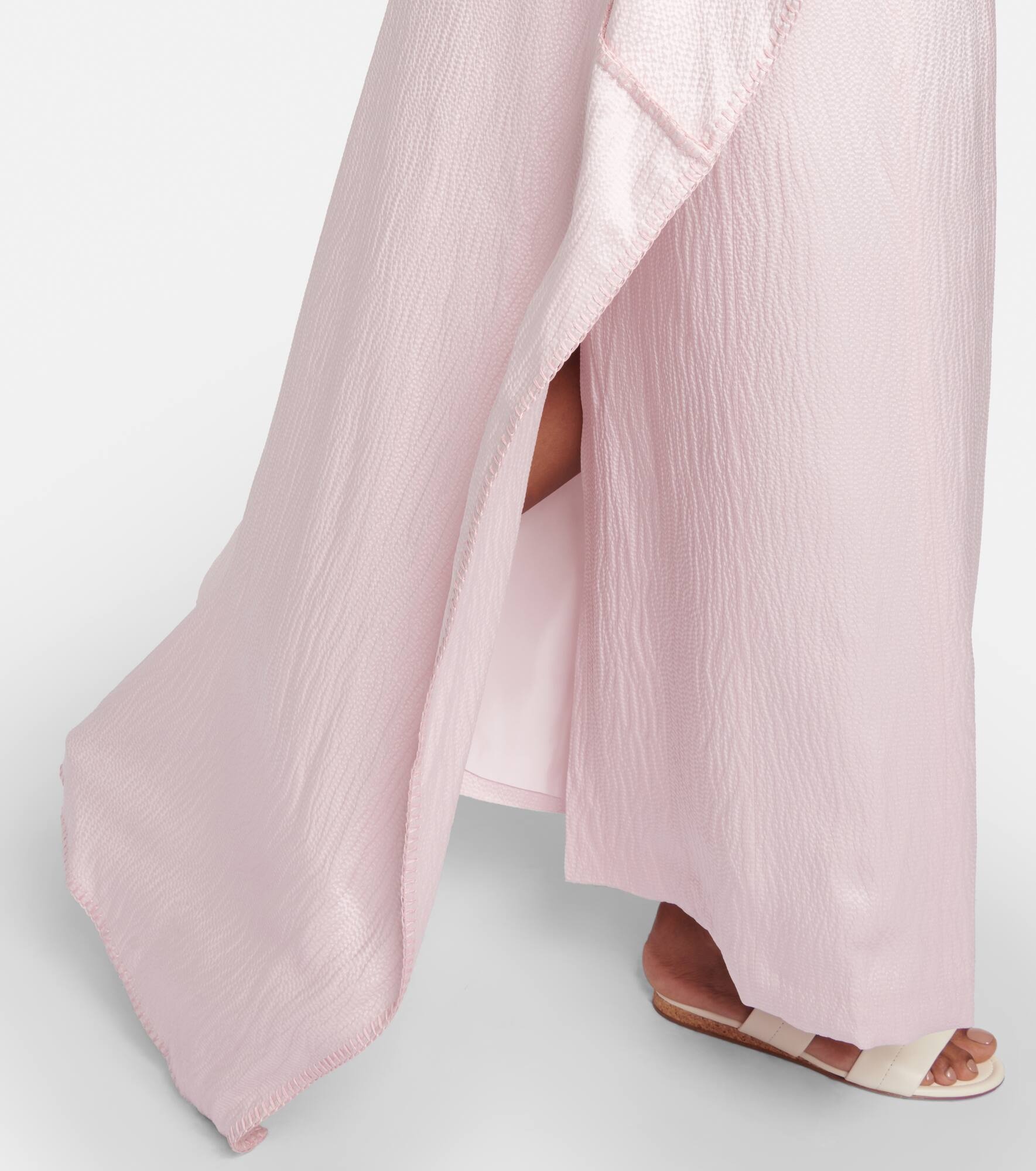 Caped silk satin gown - 6