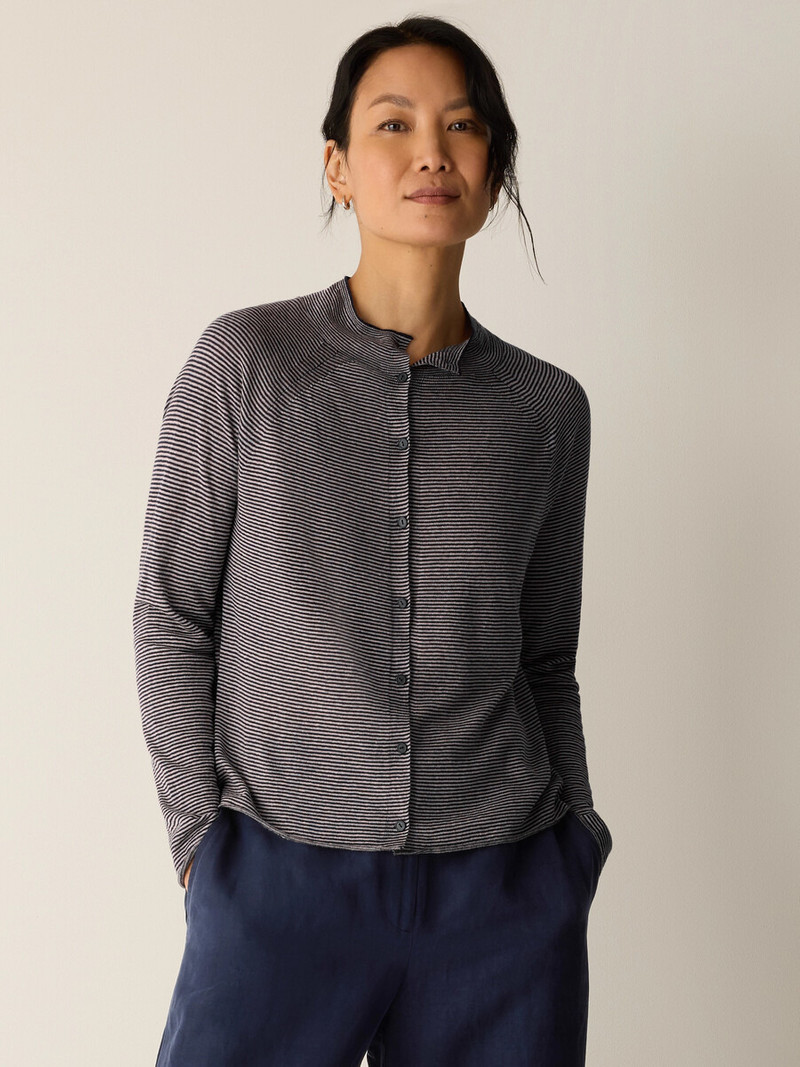 Organic Linen Cotton High Collar Cardigan 3