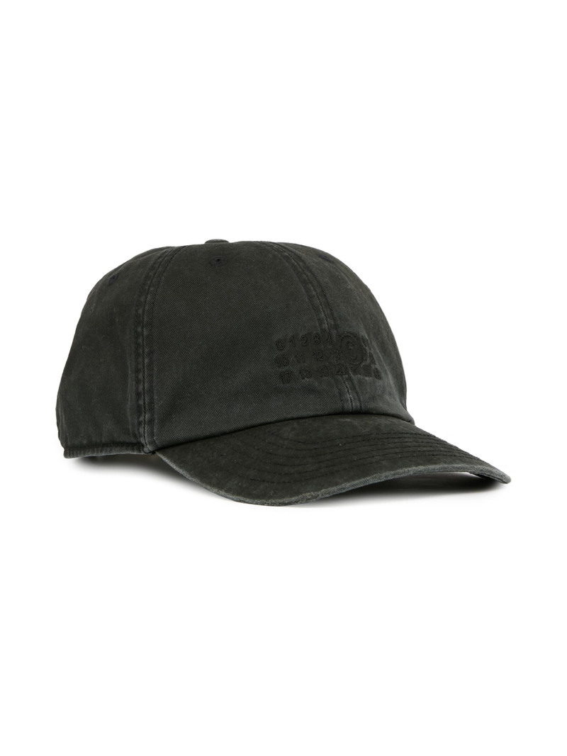 Men's Embroidered Cotton Canvas Baseball Cap - Washed Black 1