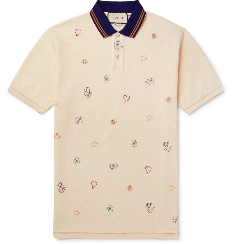 Embroidered Stretch-Cotton Piqué Polo Shirt - 1