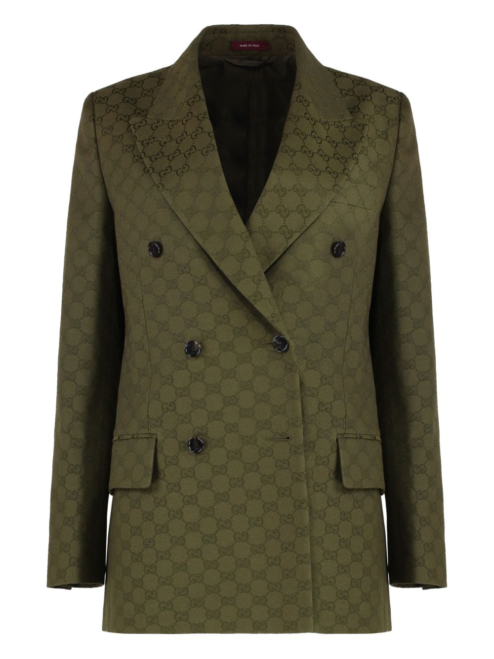 GG-pattern padded-shoulder blazer - 1