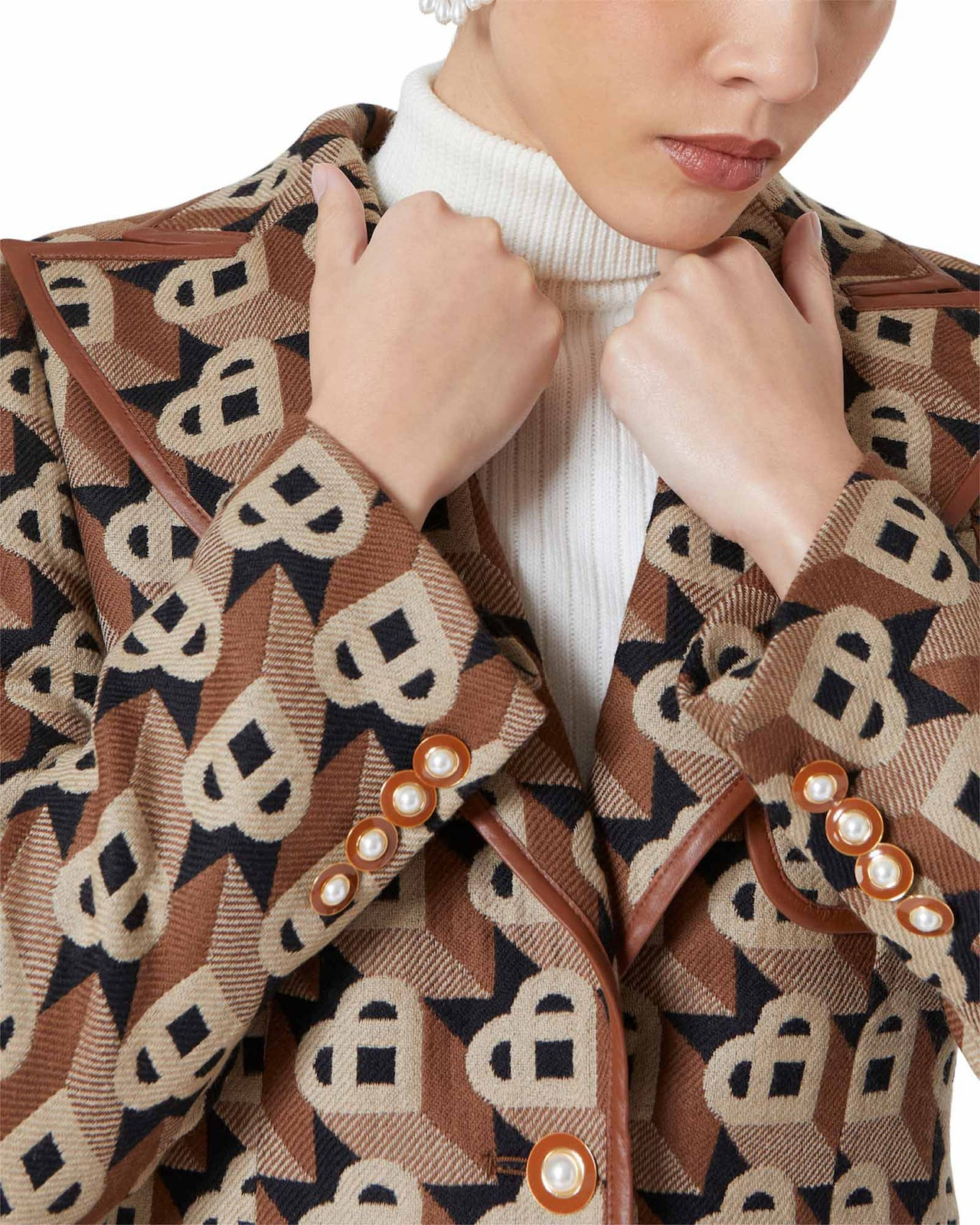 Heart Jacquard Single Breasted Jacket - 3