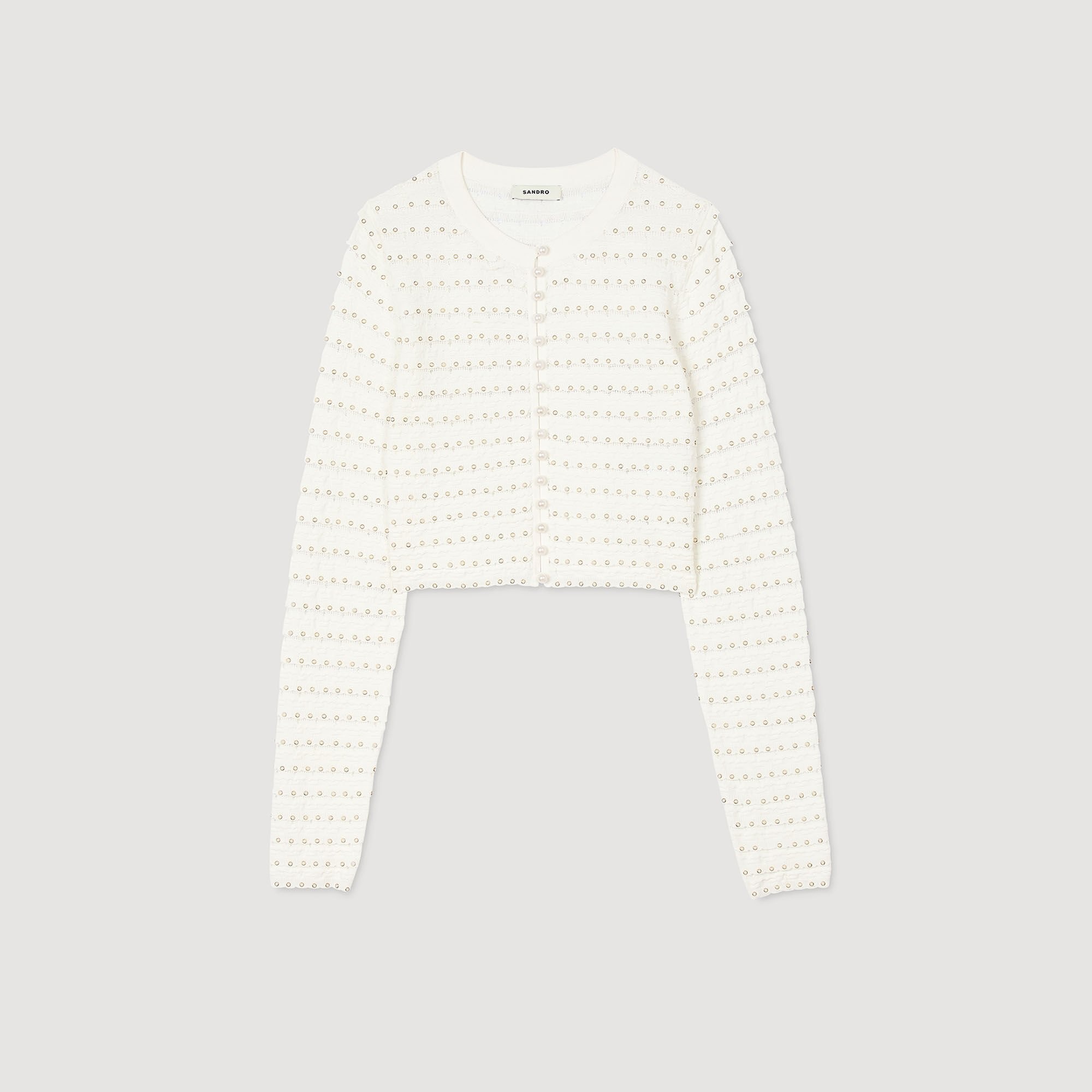 CROPPED CARDIGAN WITH PEARL BUTTONS - 6