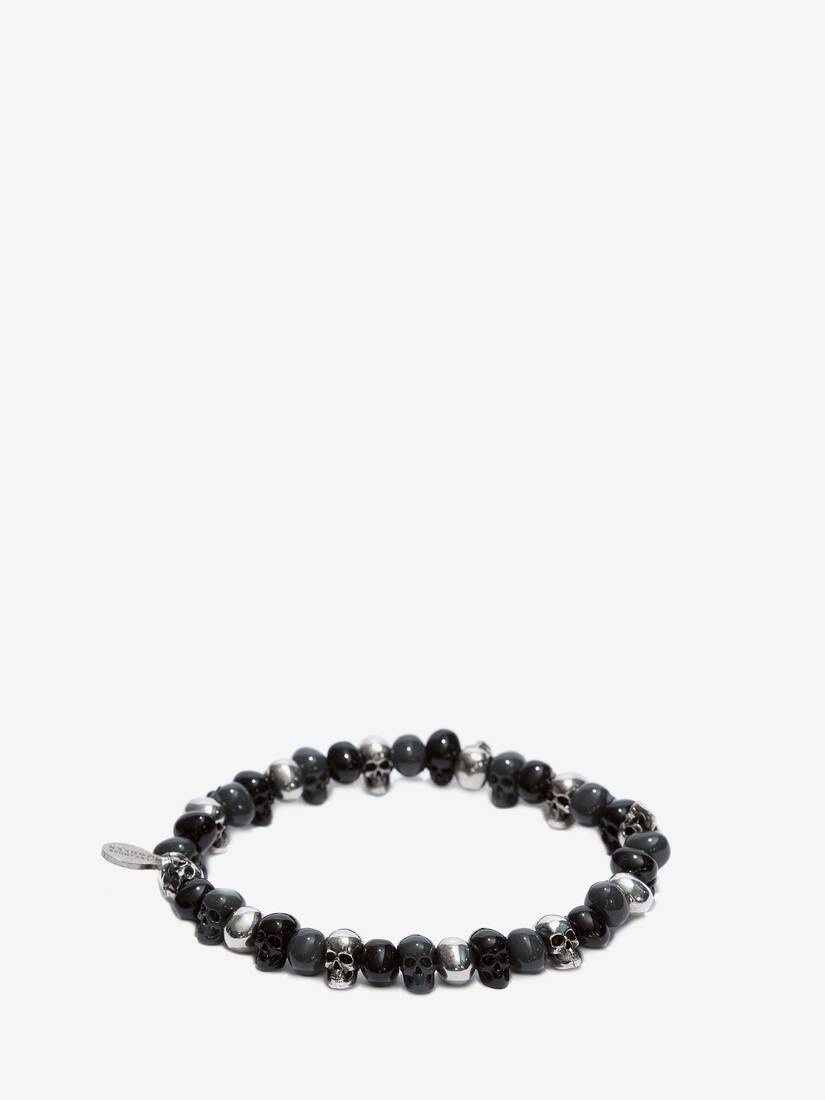 Beaded Skull Bracelet in Antique Silver - 2