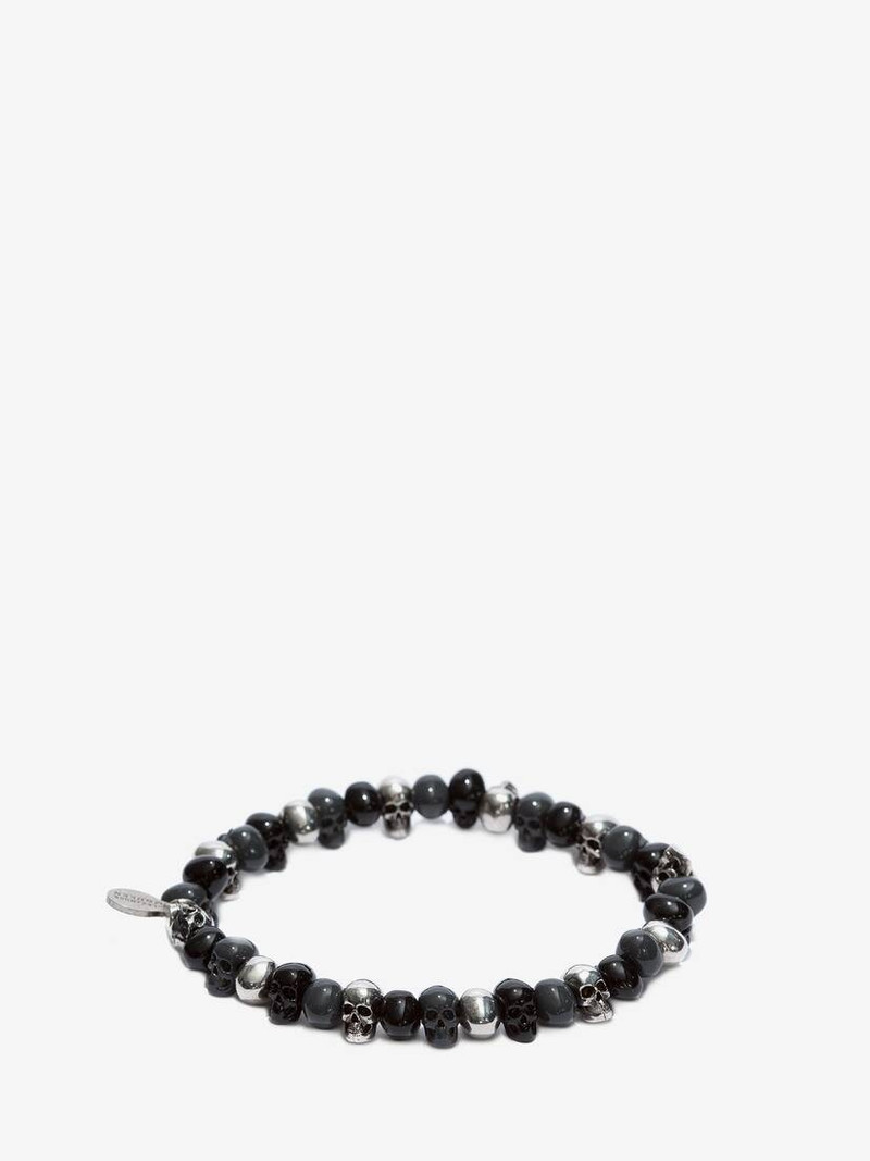 Alexander McQueen Beaded Skull Bracelet in Antique Silver outlook