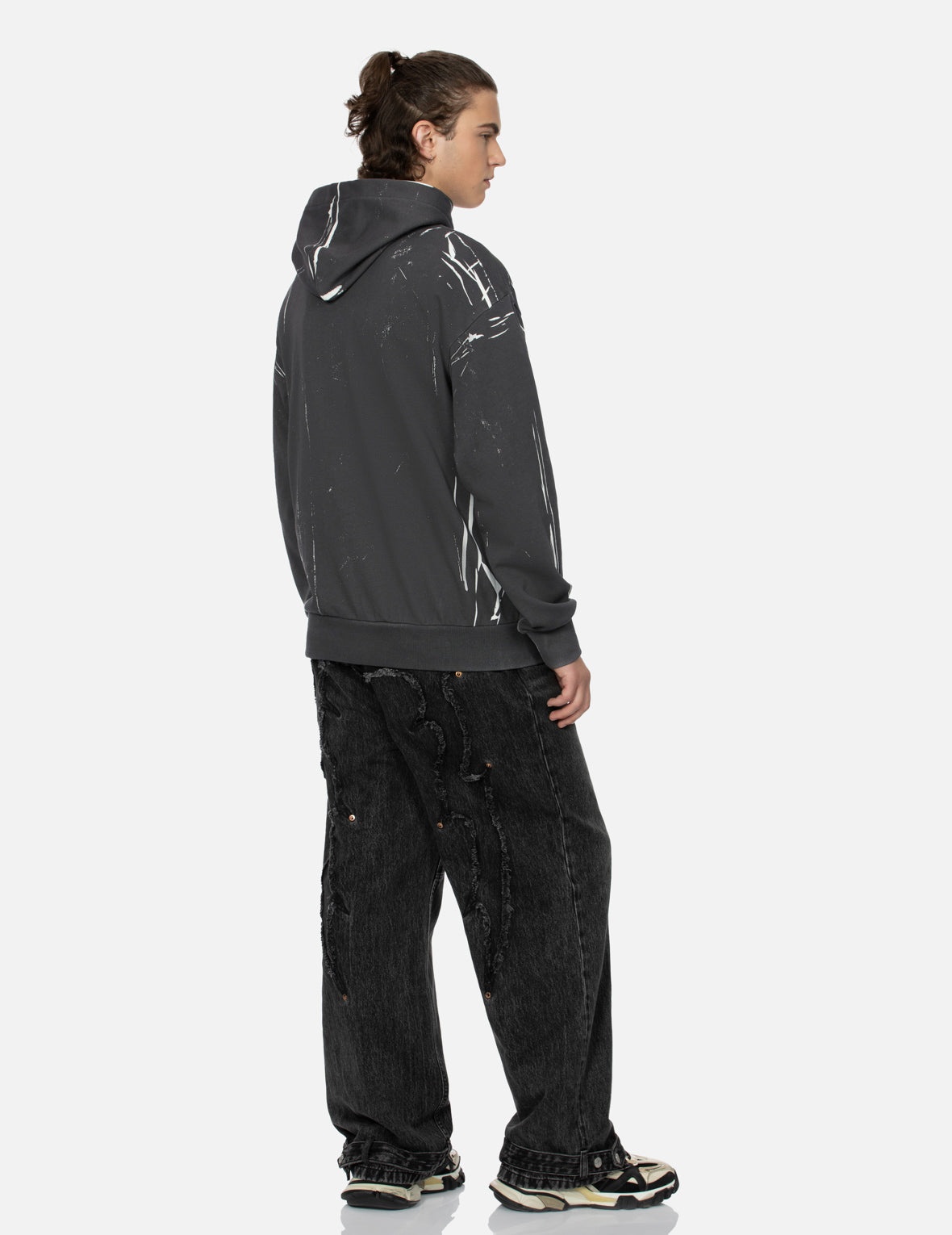 Distressed Edges Inserted Daicock Baggy Jeans - 3