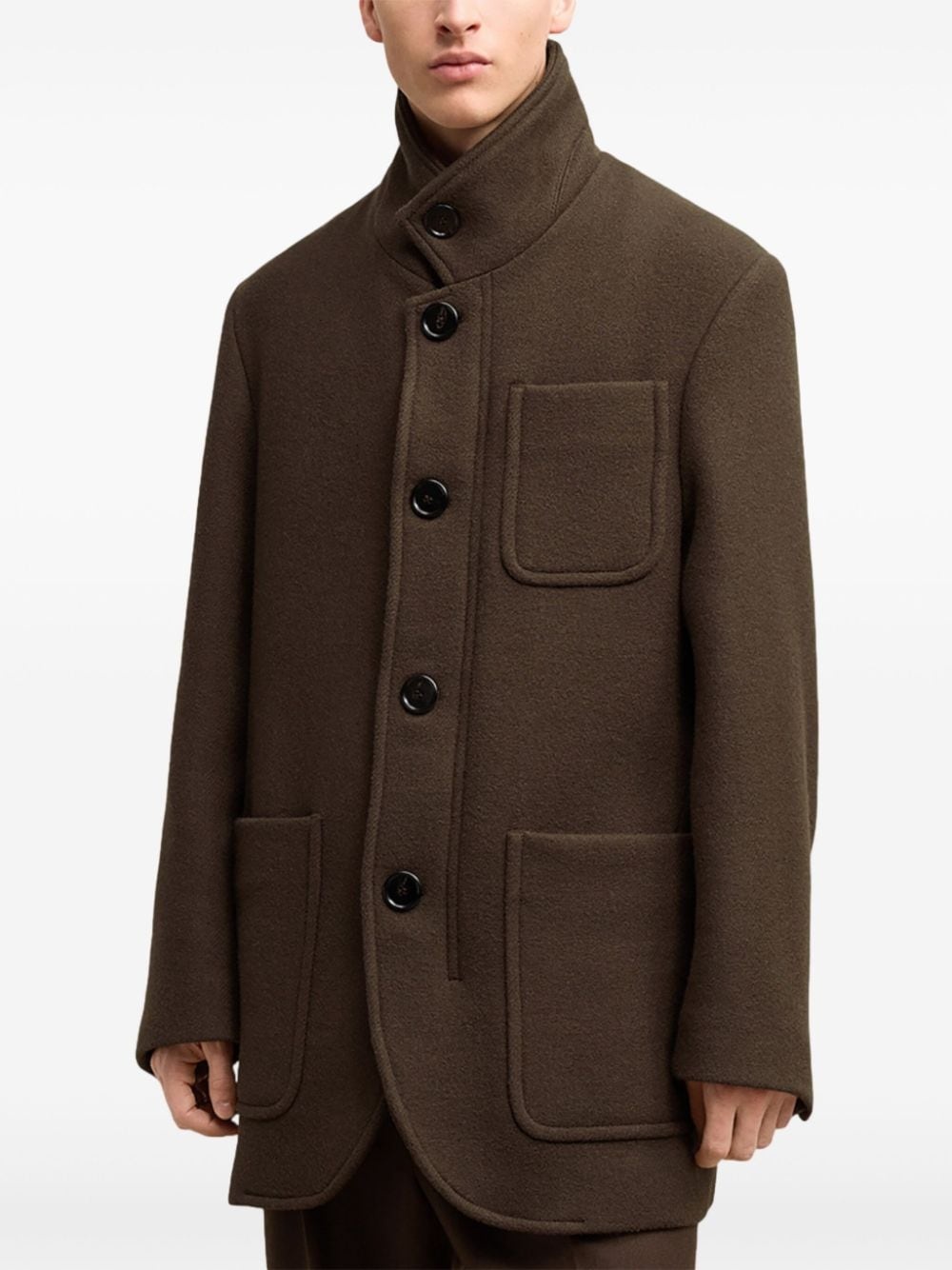 high-neck wool coat - 5