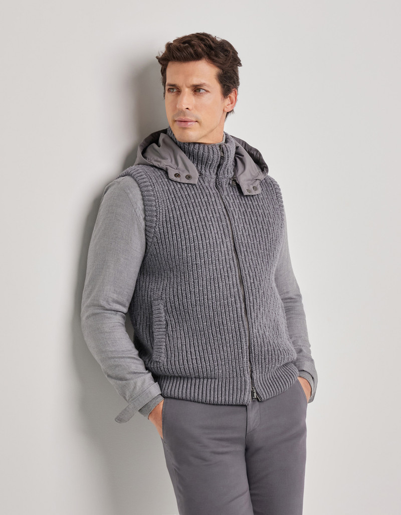 CARAMEL MIXED-MATERIAL ULTRALIGHT SUEDE BOMBER JACKET WITH KNIT INSERTS 30