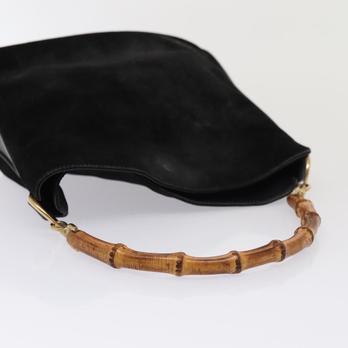 GUCCI Bamboo Hand Bag Suede Black Gold 001 1705 001 1705 - 6