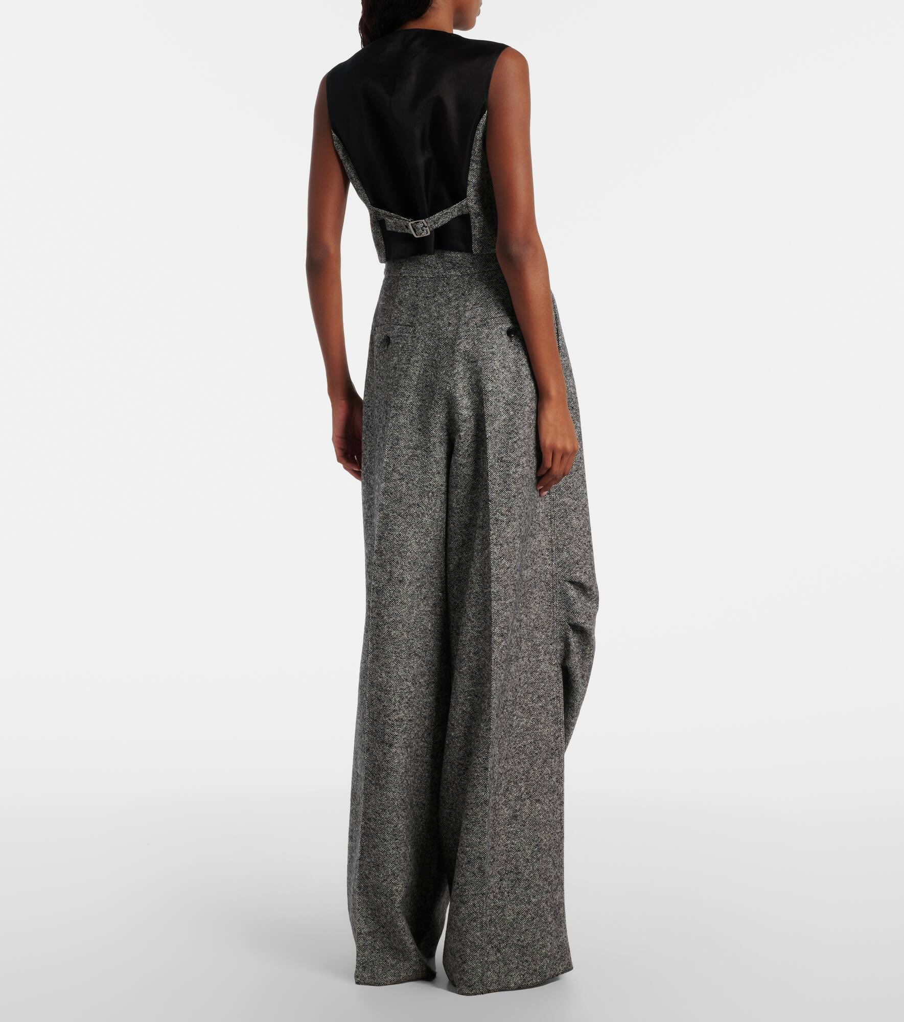 Simone wool and silk tweed wide-leg pants - 3