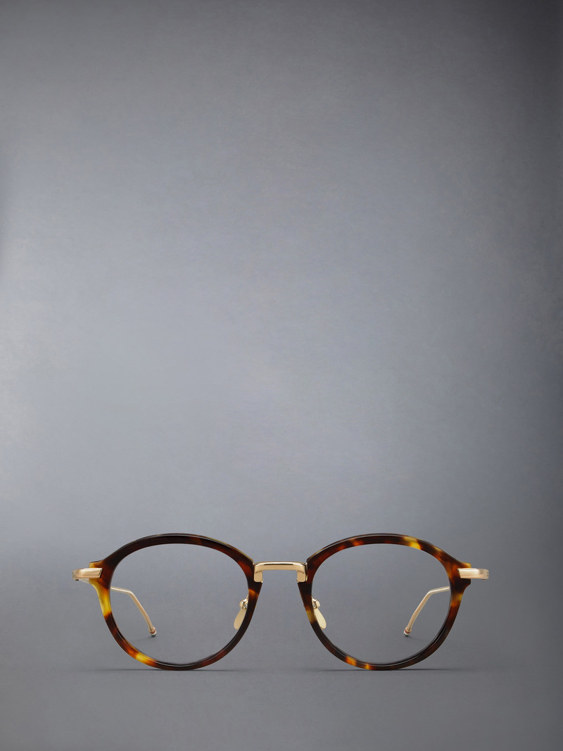 Tortoise Acetate And Titanium Round Eyeglasses 1