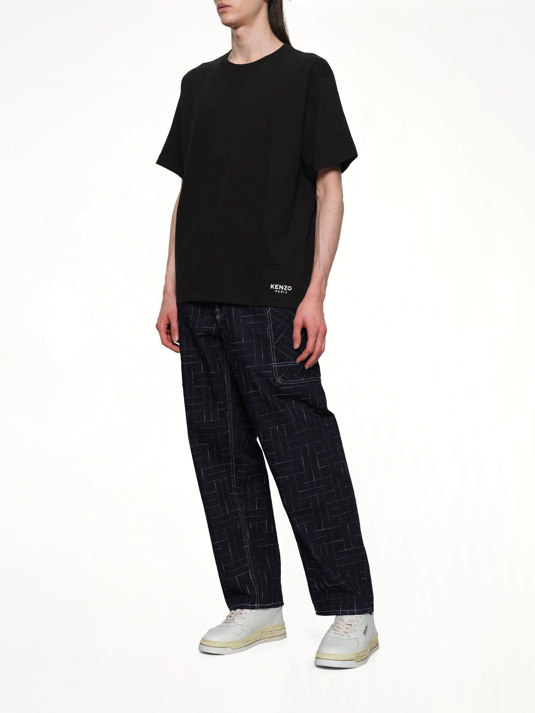 Gots Boke Flower Embroidered Oversize T-Shirt in Black - 4