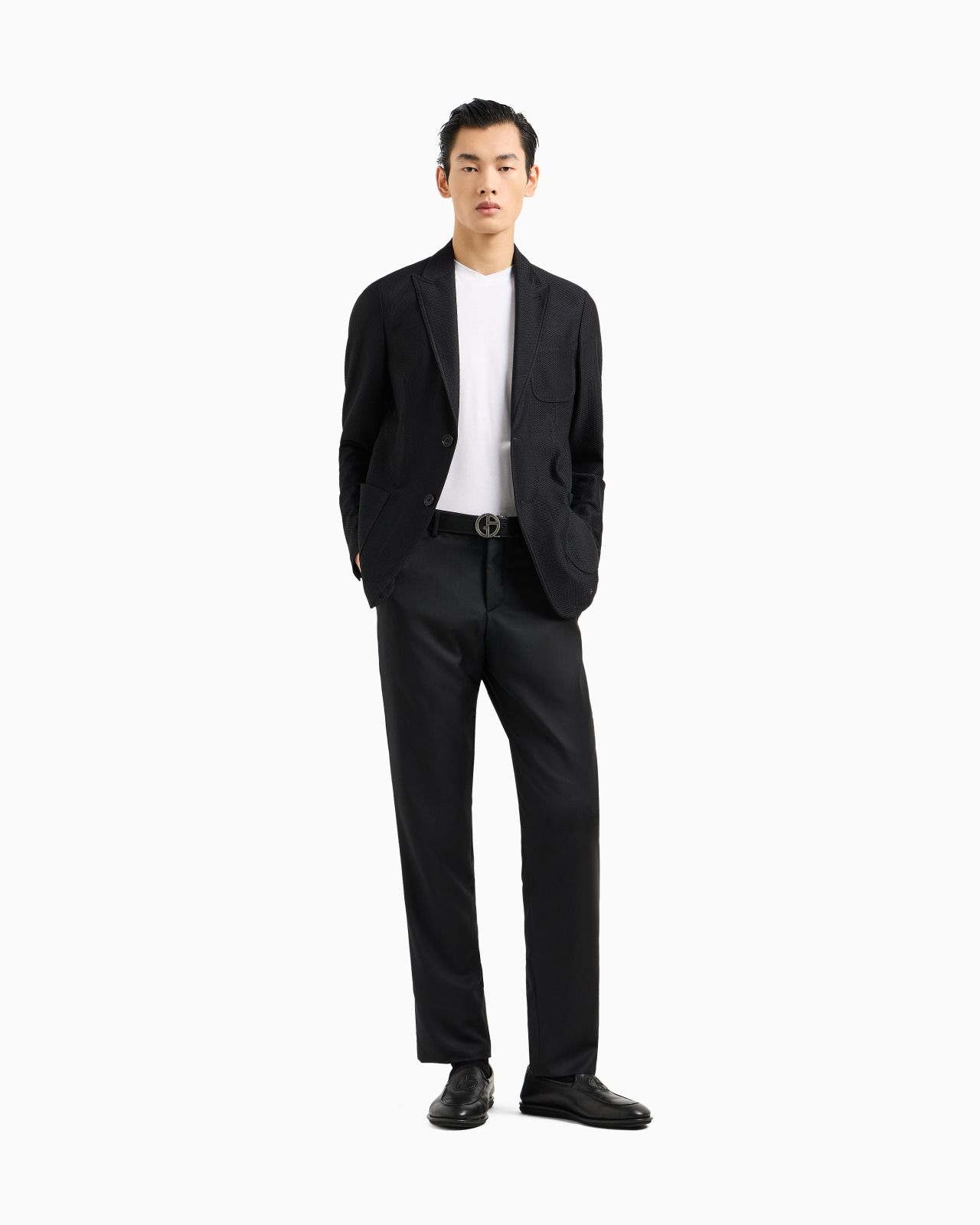 Icon single-breasted jacket in technical waffle fabric - 2