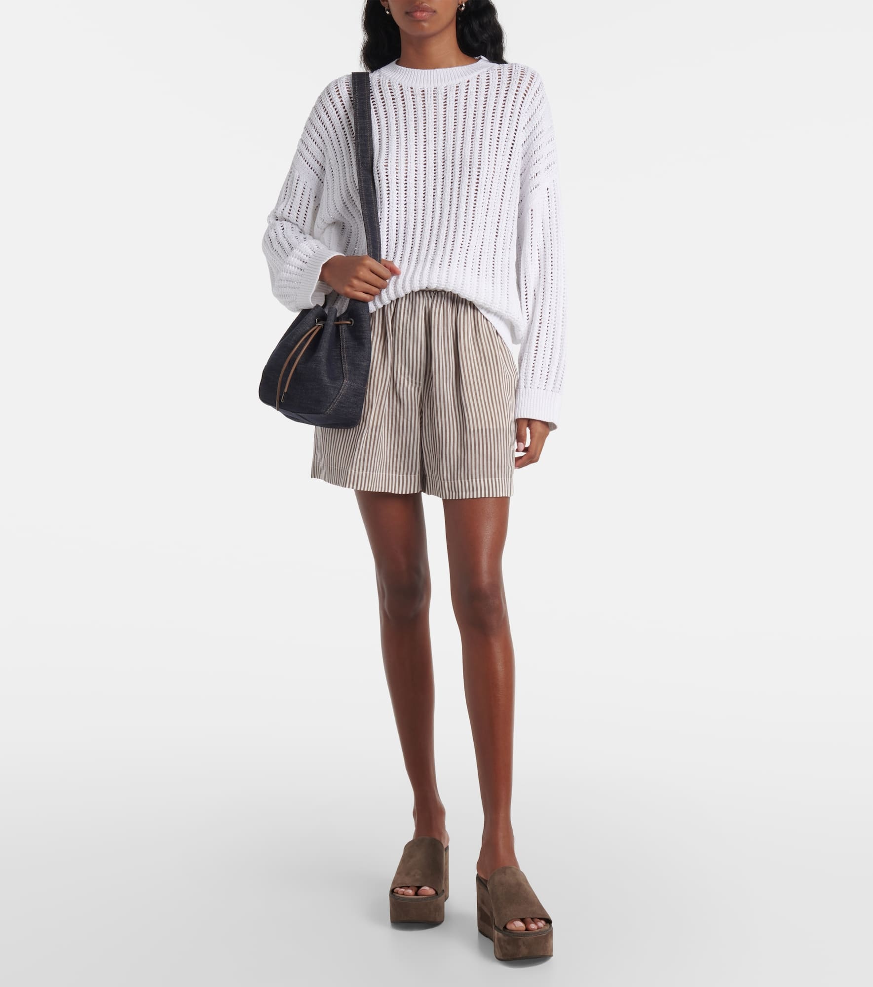 Foulard Small denim bucket bag - 5