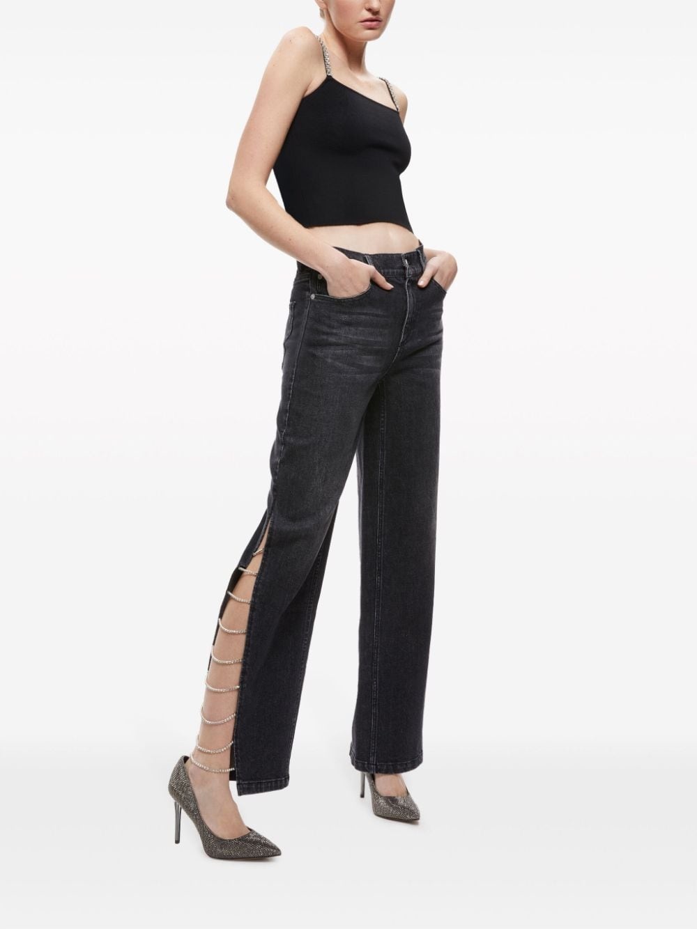 Gayle crystal-embellisjed straight-leg jeans - 2