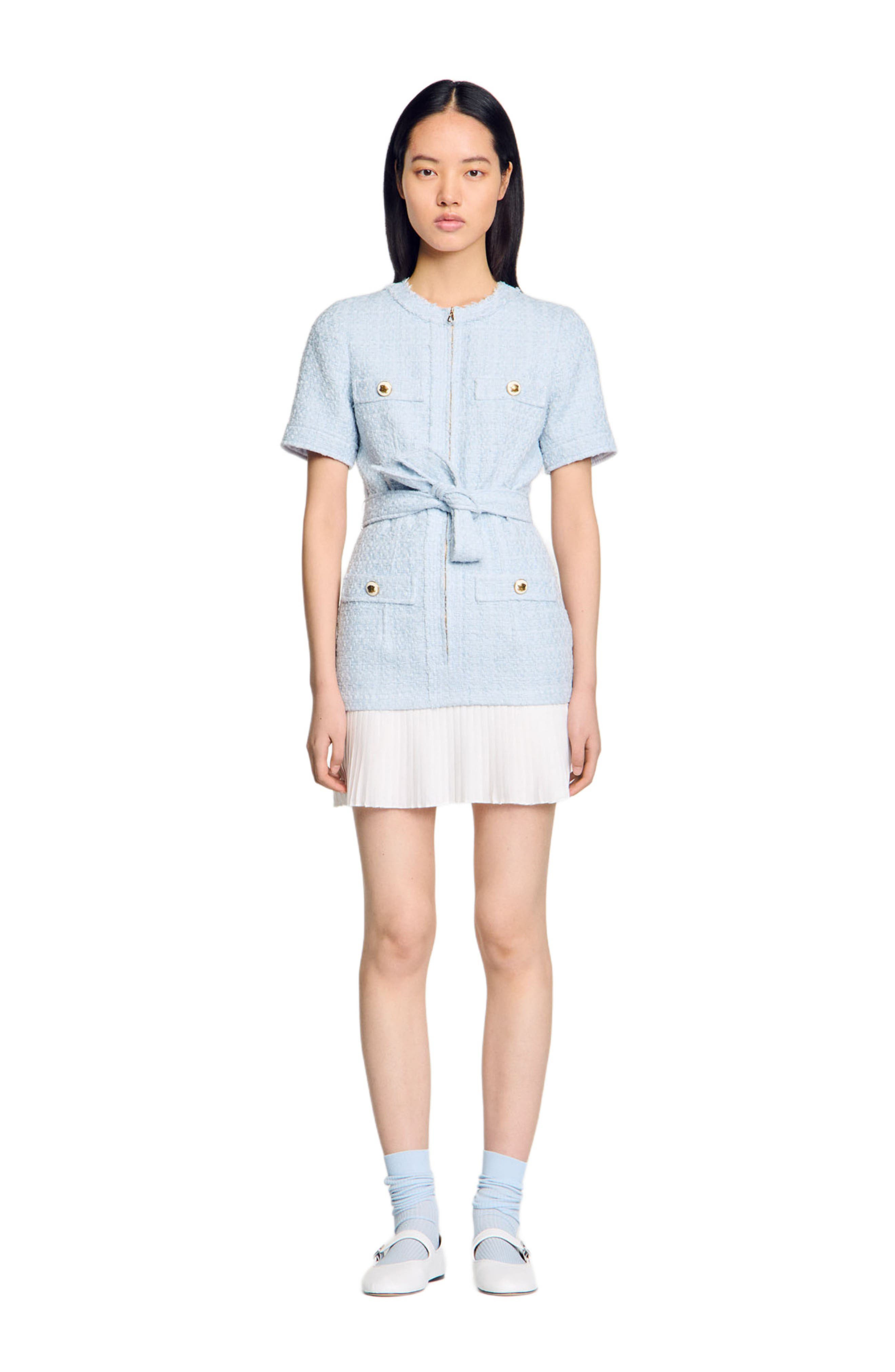 SANDRO Short tweed dress in Sky Blue at Nordstrom - 1