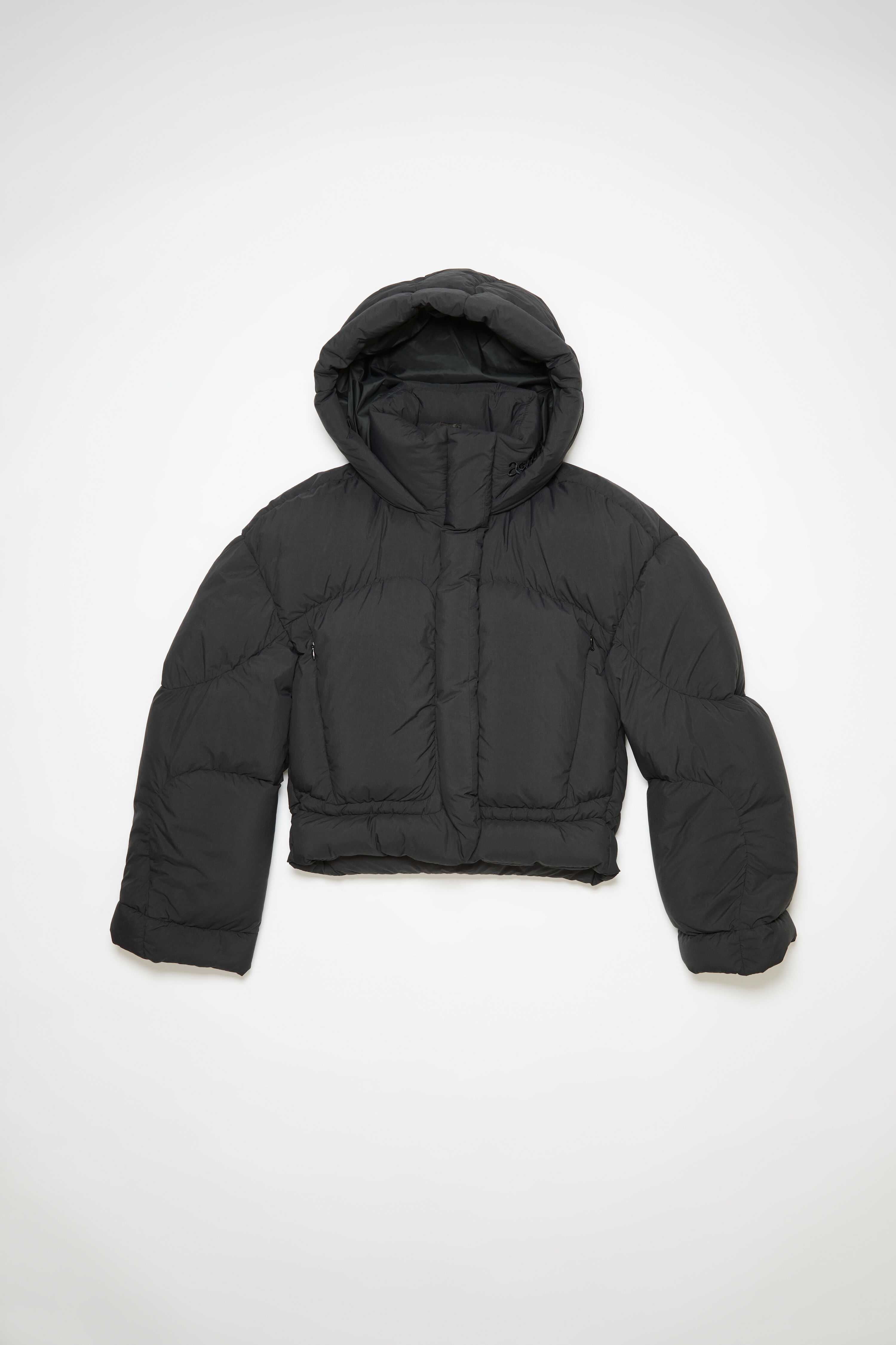 Hooded puffer jacket - Black - 1