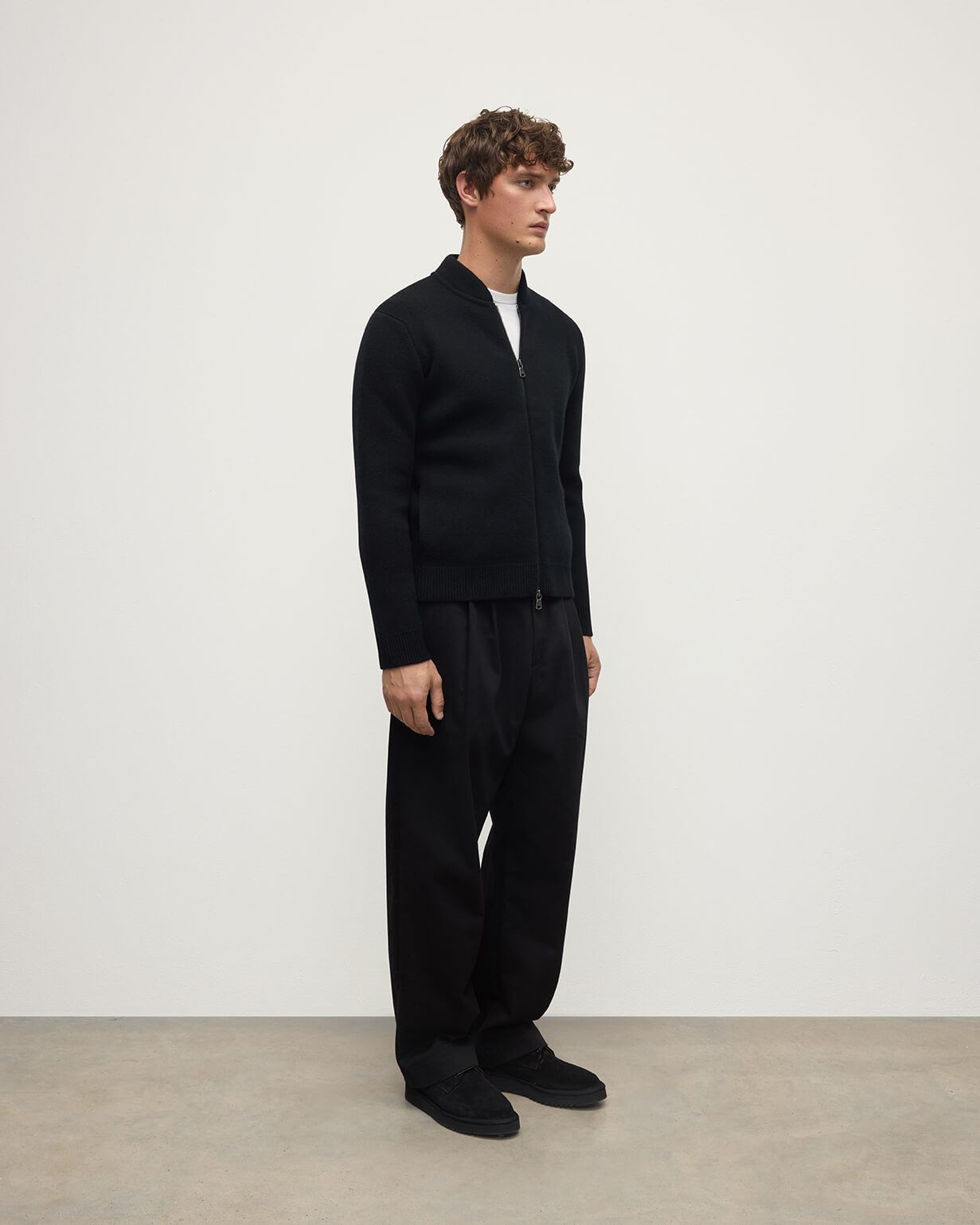 Cashmere Milano Stitch Black Zip Jacket - 3