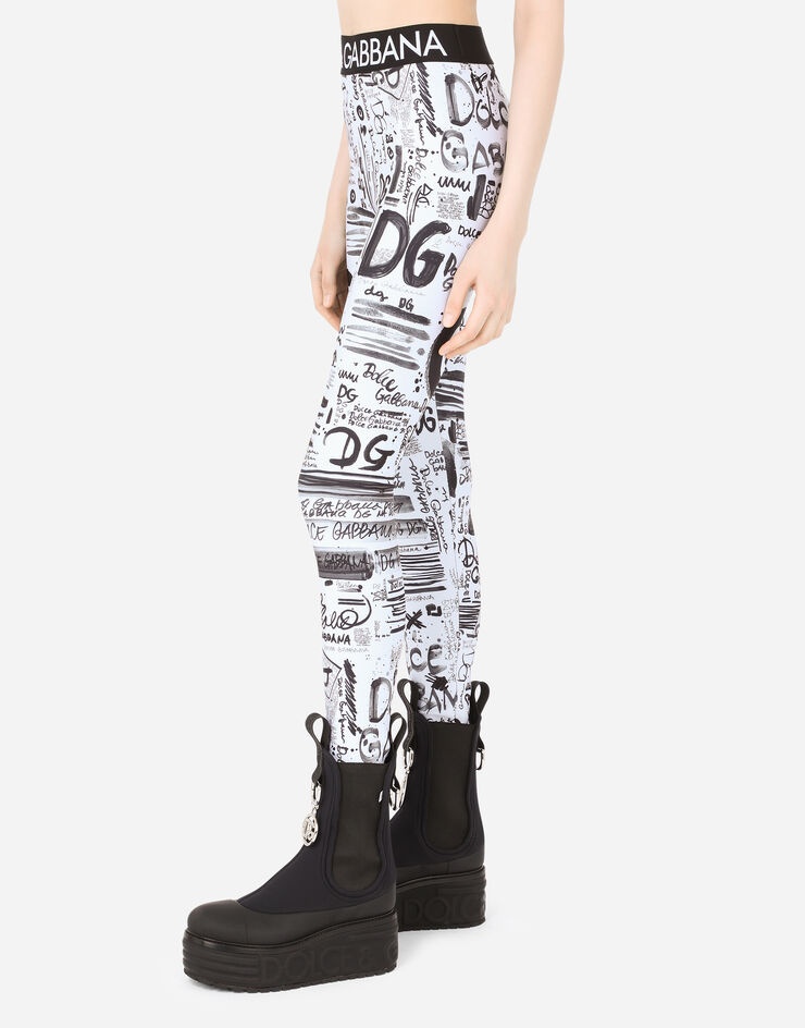 Spandex jersey leggings with DG graffiti print - 4