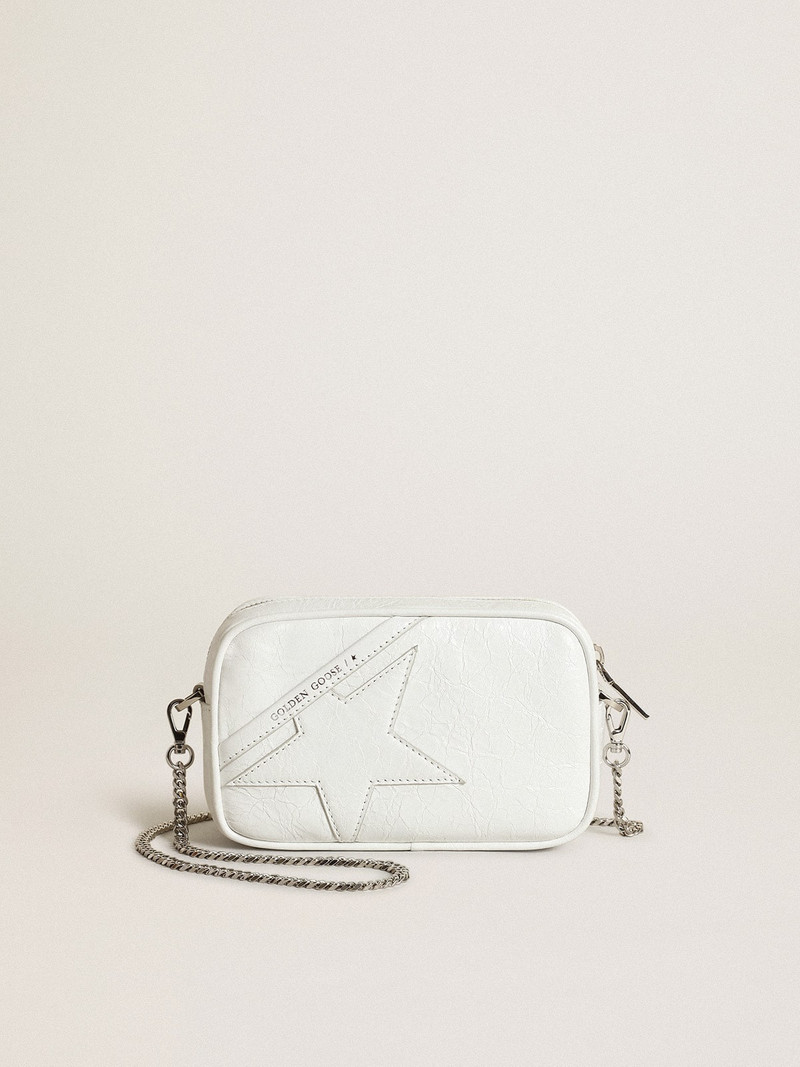 Women's Mini Star Bag in white glossy leather with tone-on-tone star 1