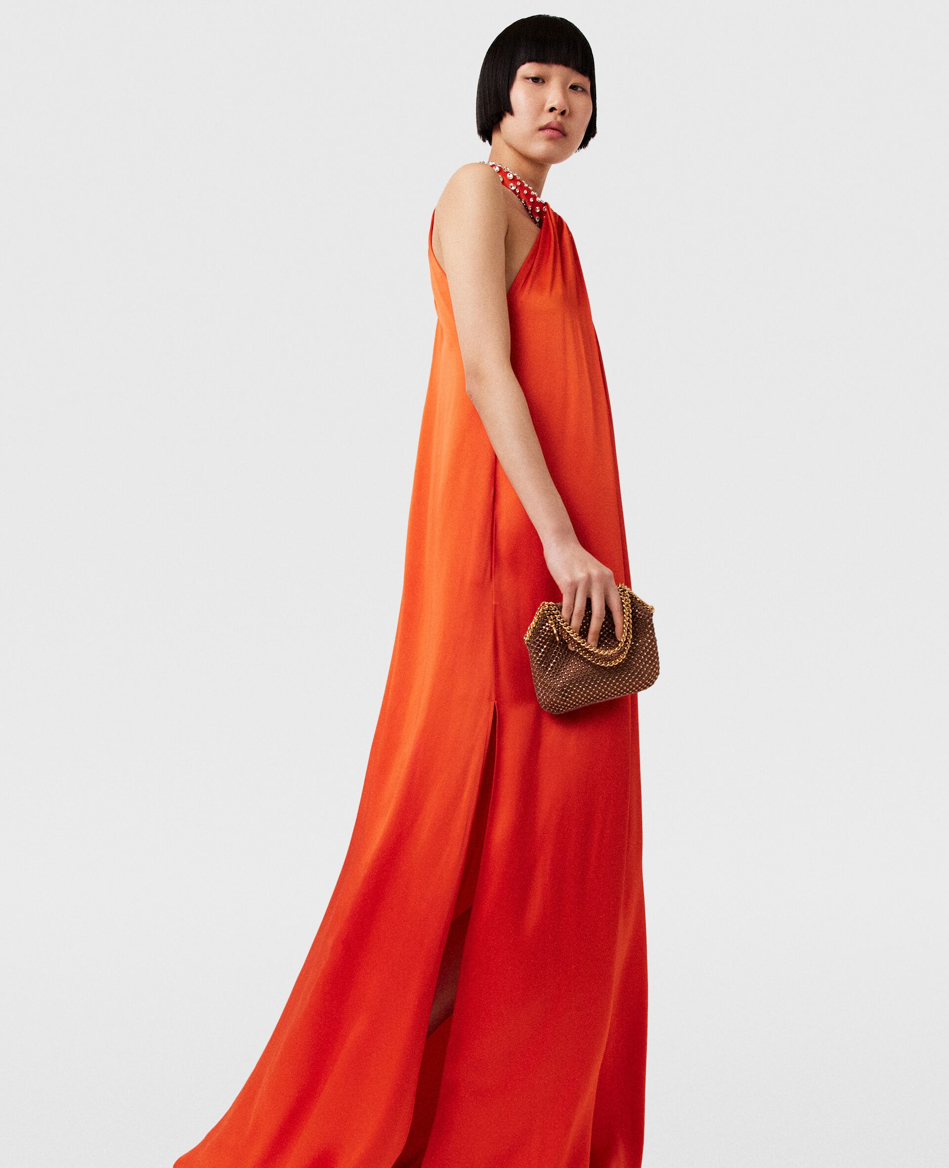 Crystal Halterneck Satin Maxi Dress - 5