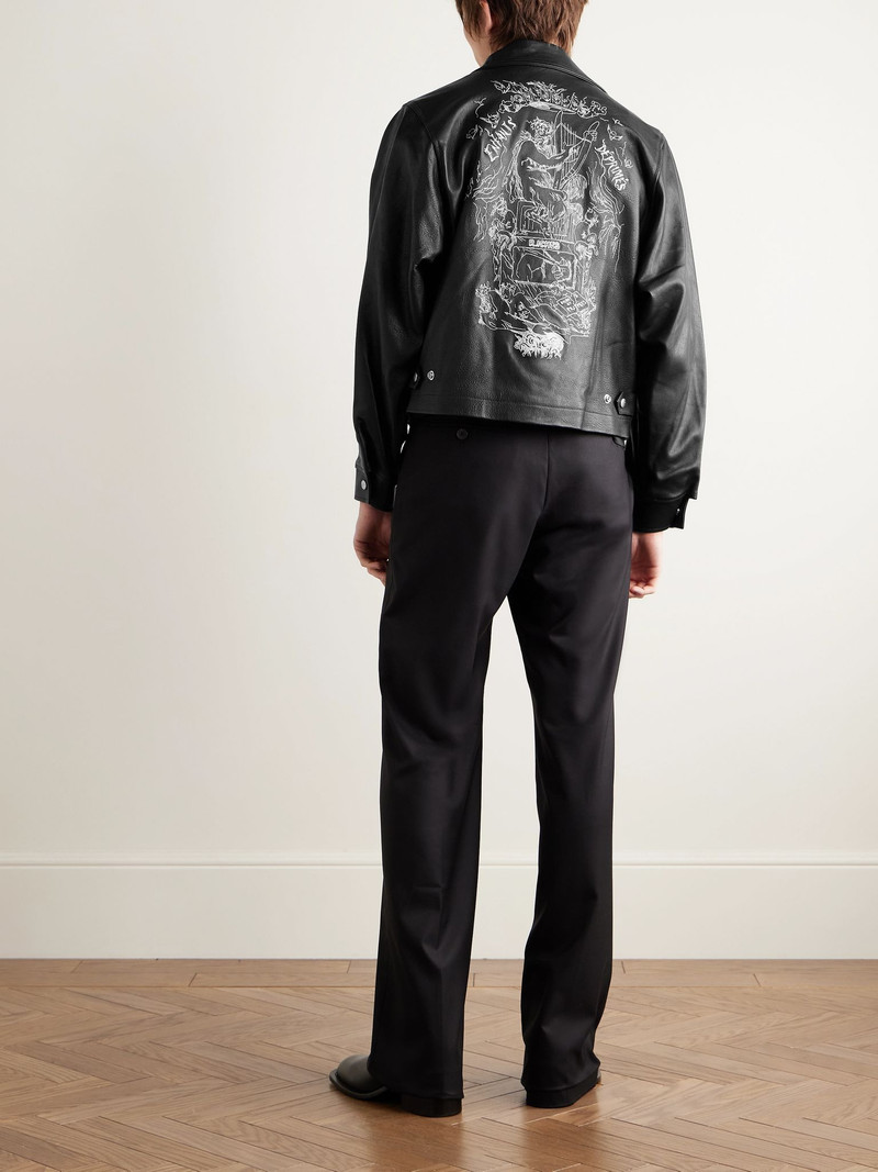 Enfants Riches Déprimés Principe De L'Amour Embroidered Leather Jacket Black outlook