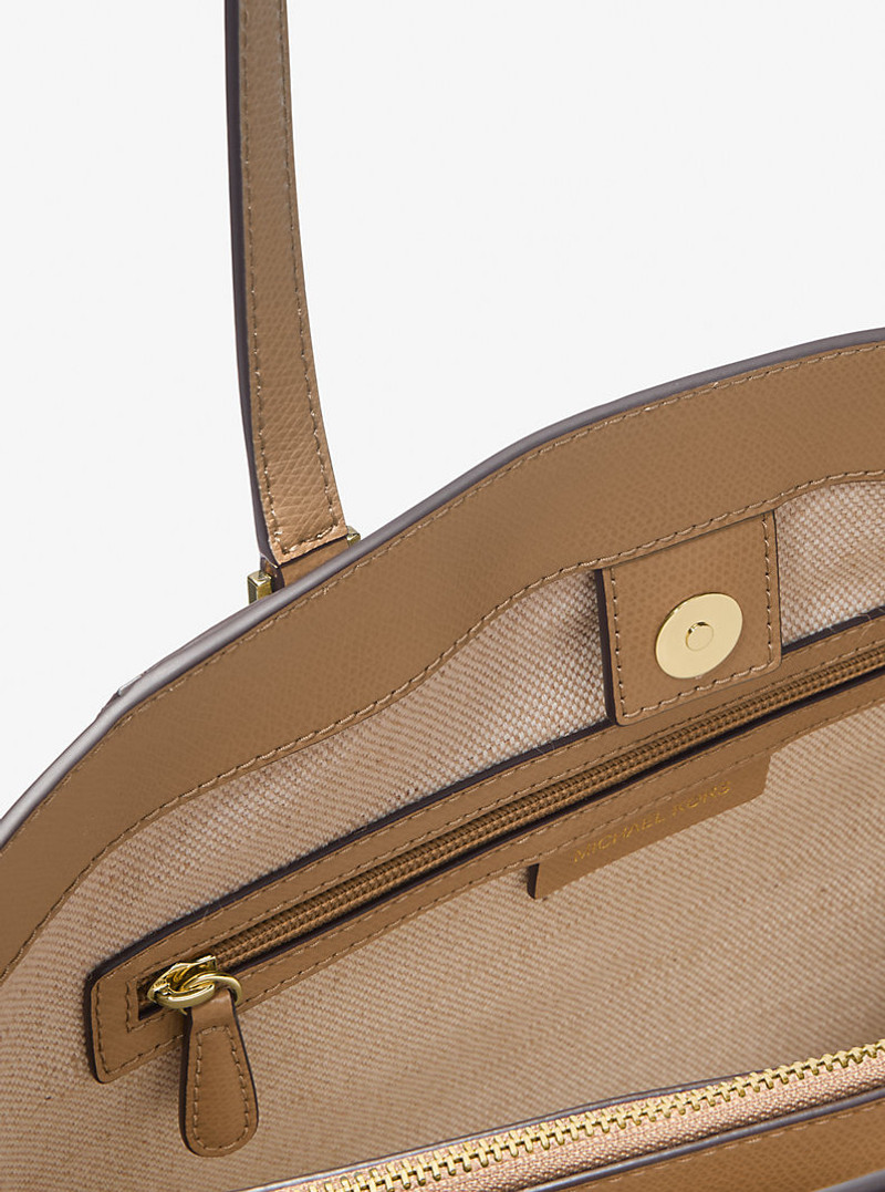 Taryn Large Signature Logo and Leather Tote Bag 6