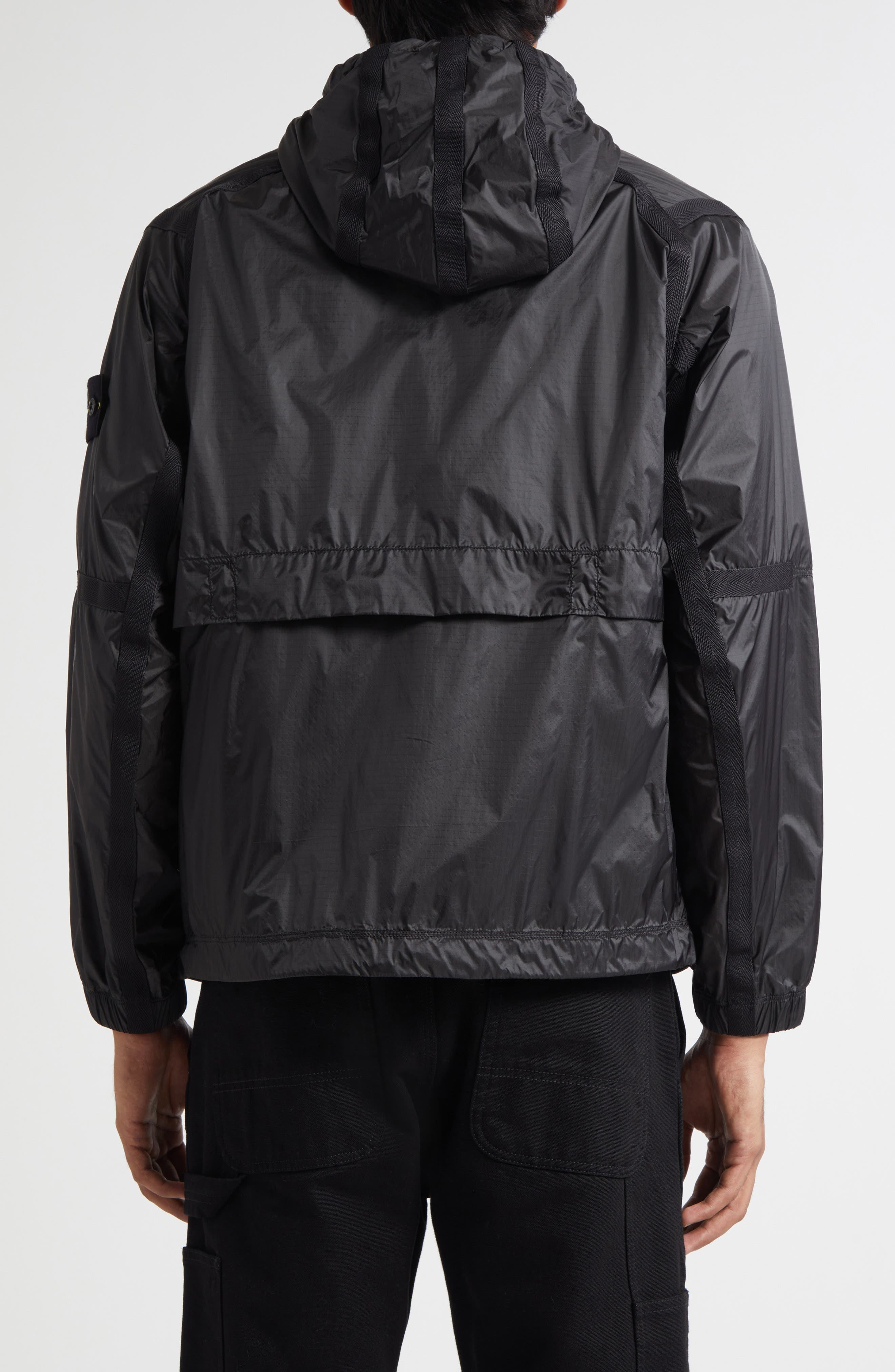 Stone Island Hooded Nylon Windbreaker in V0062 Lead Grey at Nordstrom - 2