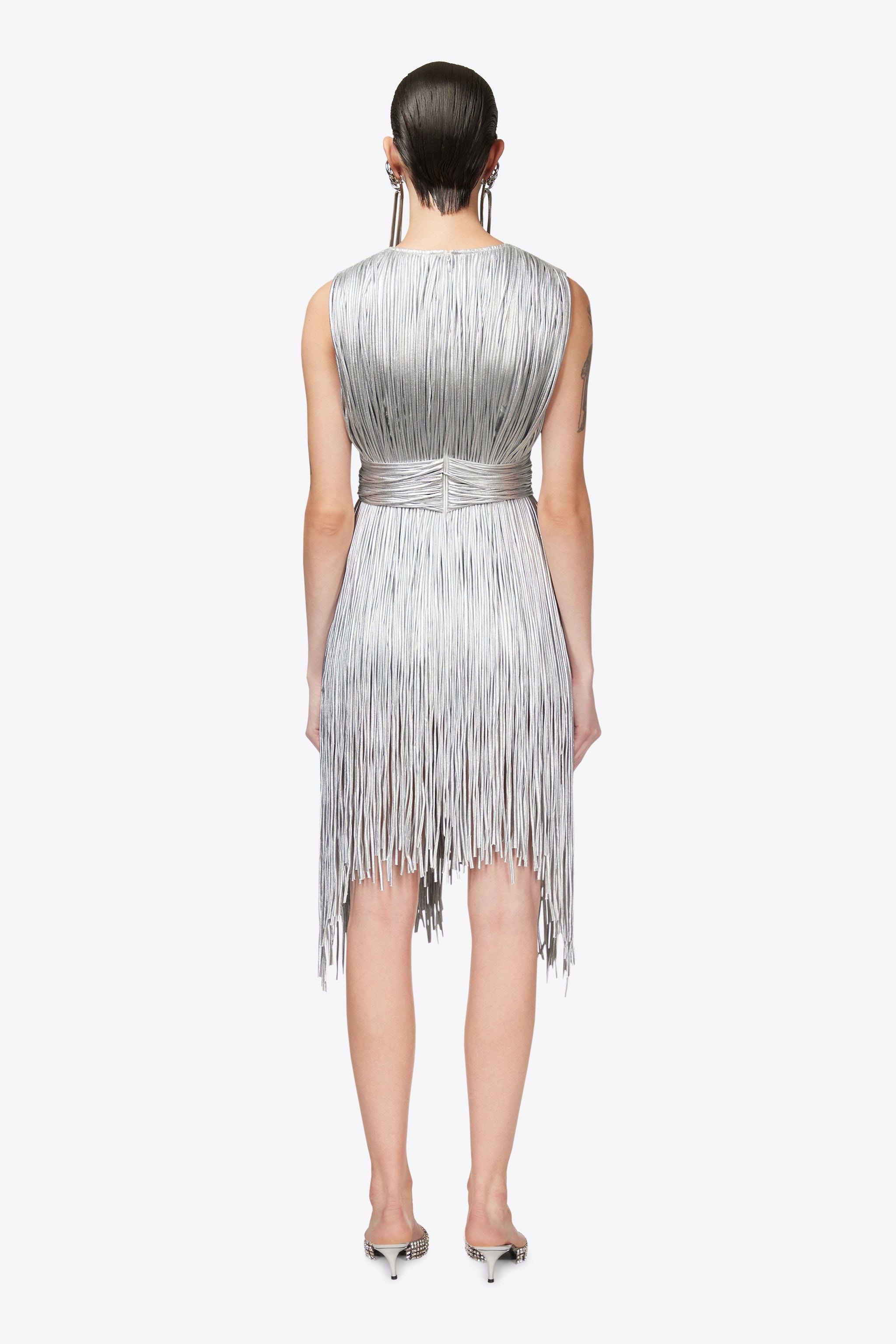 METALLIC FRINGE MINI DRESS - 5