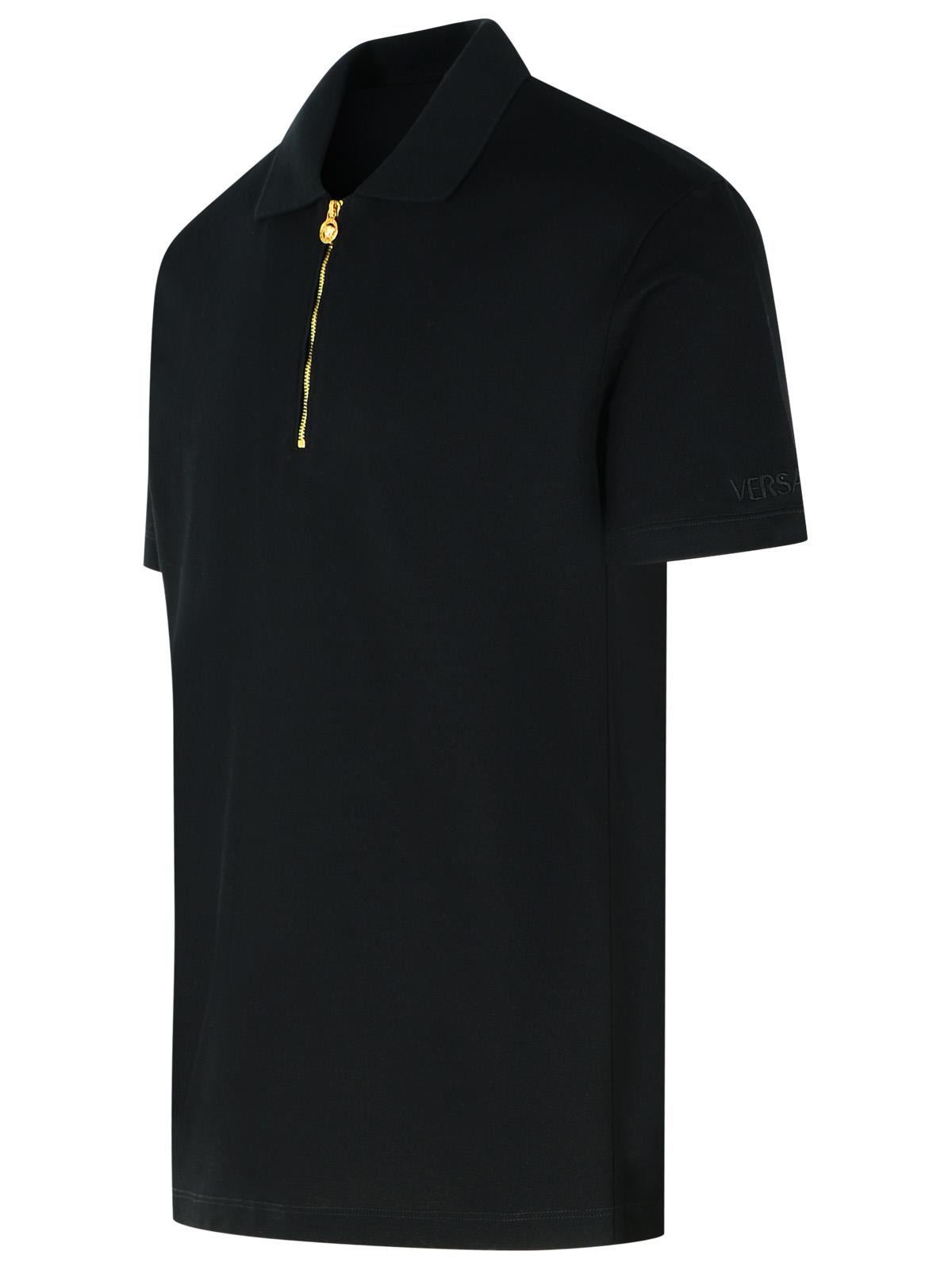 Versace Black Cotton Polo Shirt Men - 2