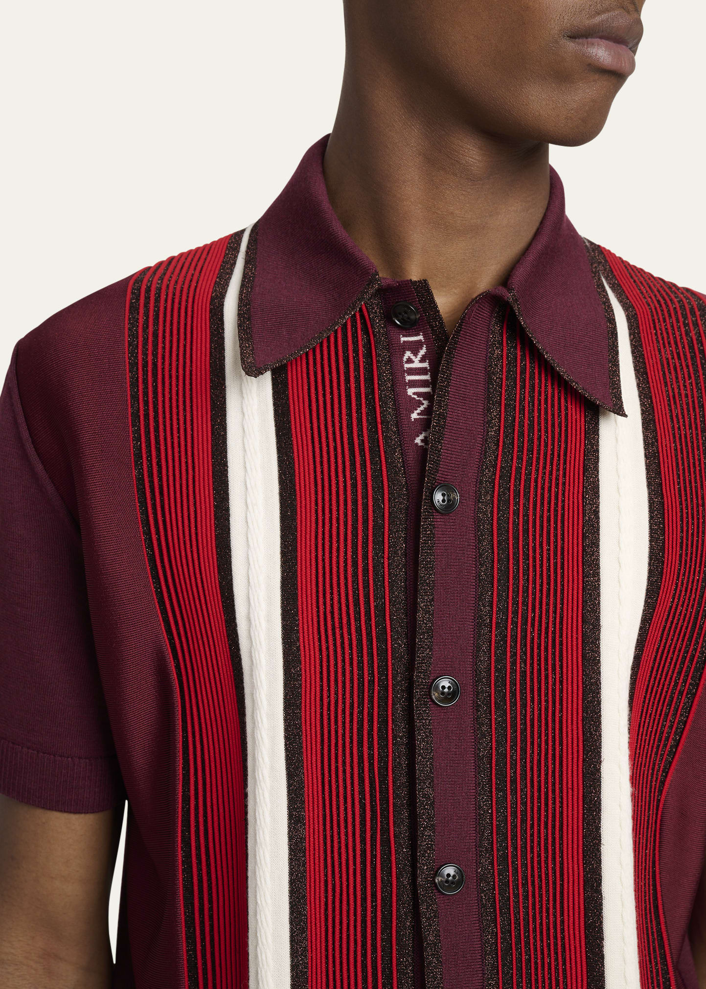 Men's Multi-Stripe Knit Short-Sleeve Shirt - 5