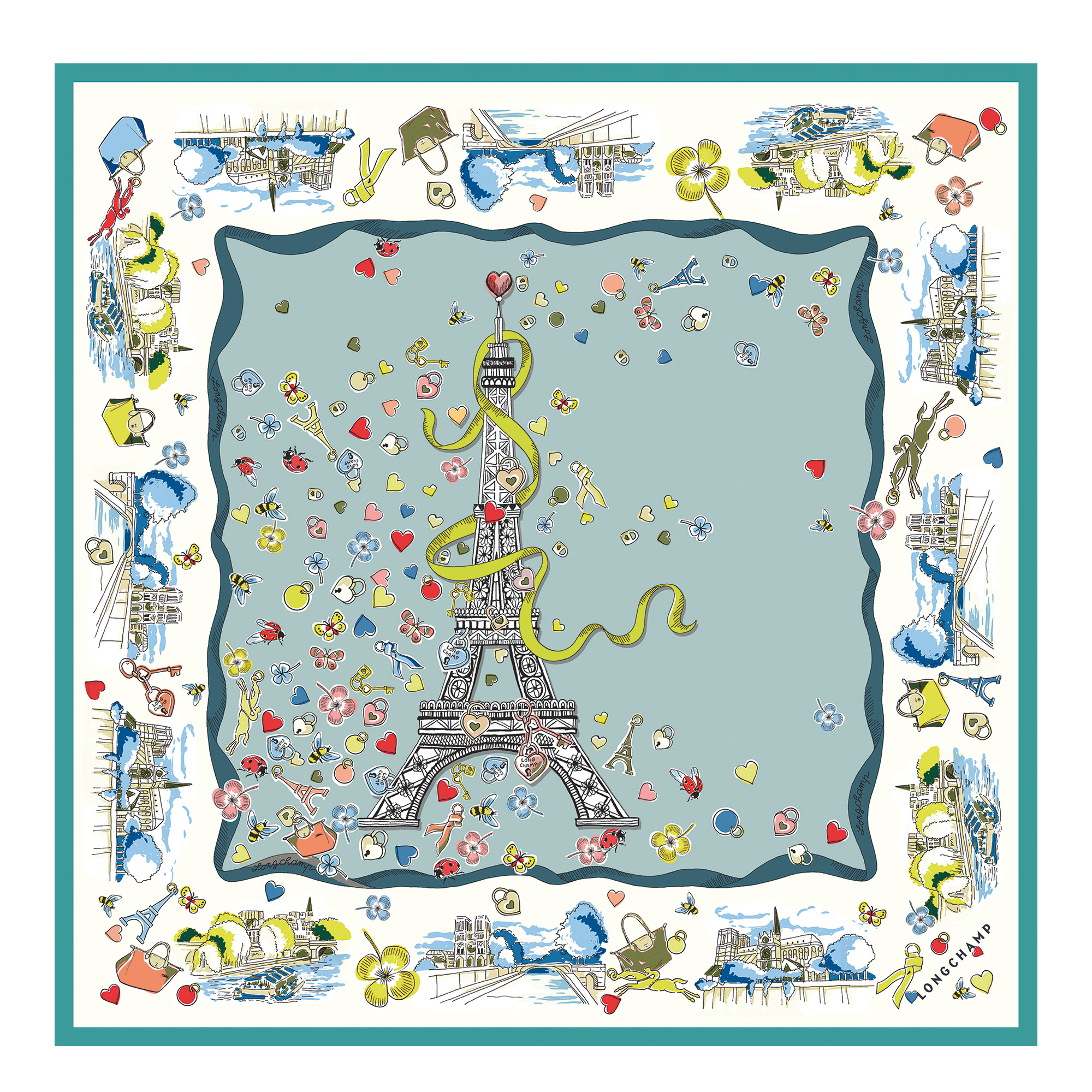 Equestrian Tower Silk scarf 50 Vervain - OTHER - 1