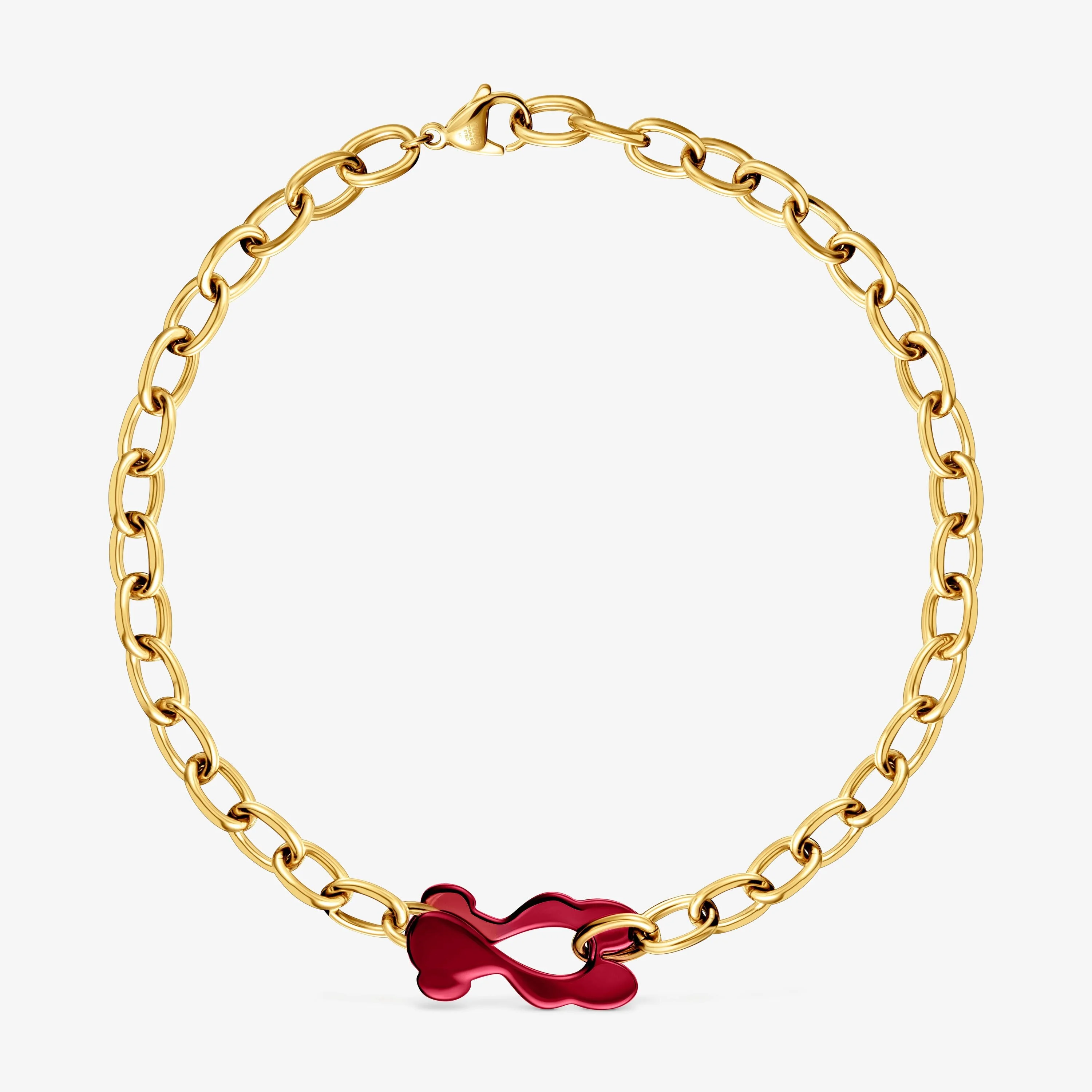 Red and gold-colored steel bear Necklace TOUS Strain - 1