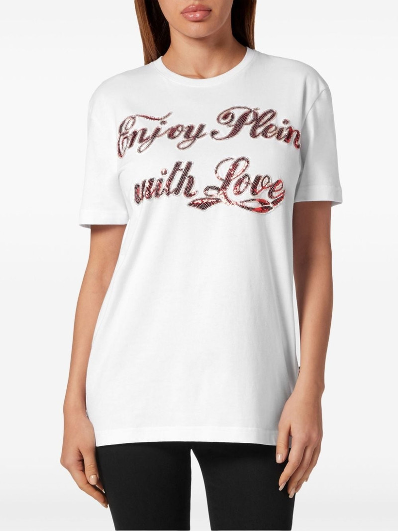 PHILIPP PLEIN slogan-print cotton T-shirt outlook