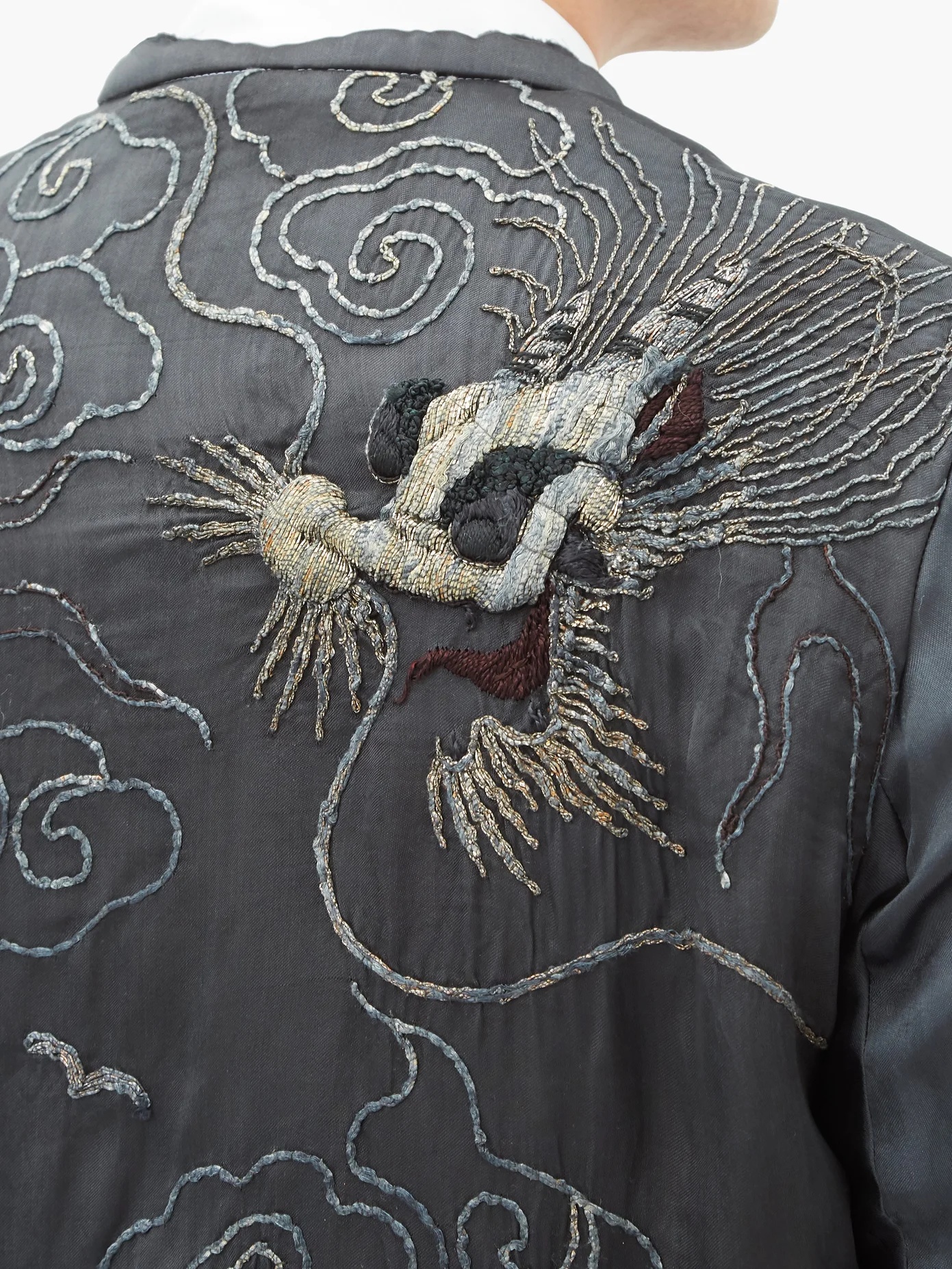 Embroidered vintage silk jacket - 4