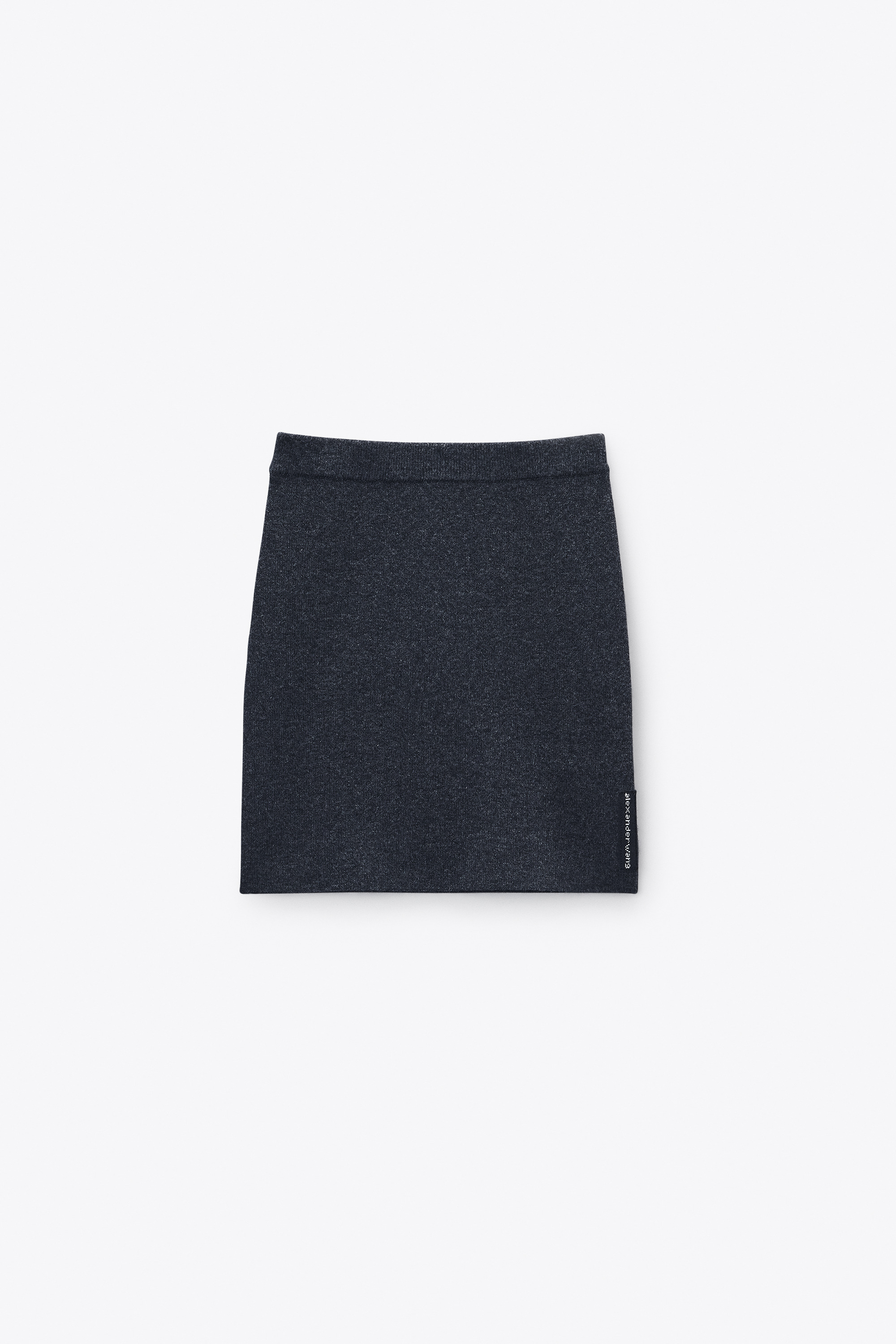 Charcoal Wool-Blend Mini Skirt with Logo Patch - 1