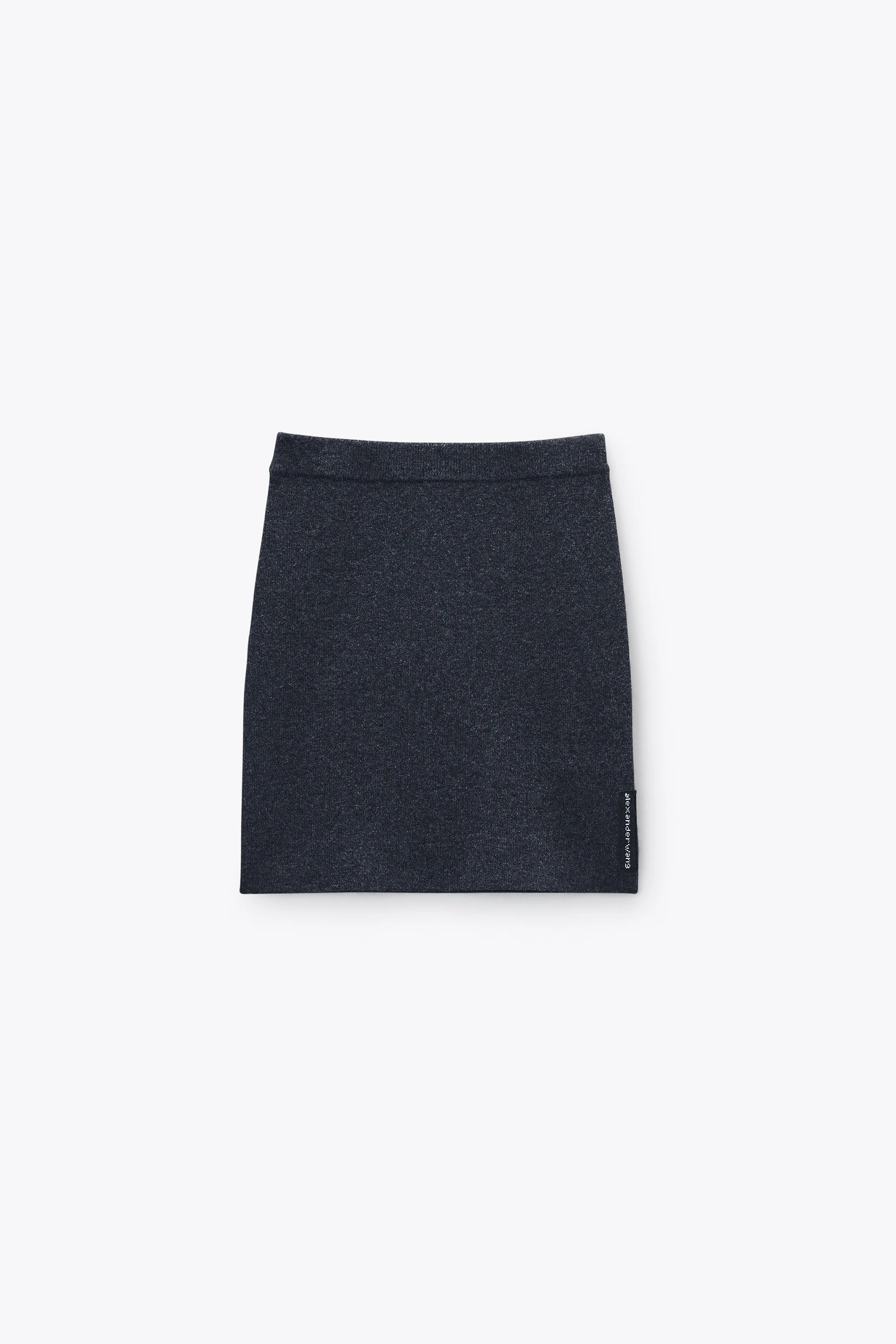 Charcoal Wool-Blend Mini Skirt with Logo Patch - 1