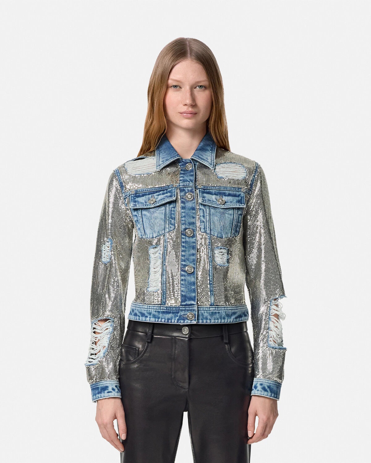 Metal Mesh Denim Jacket - 4