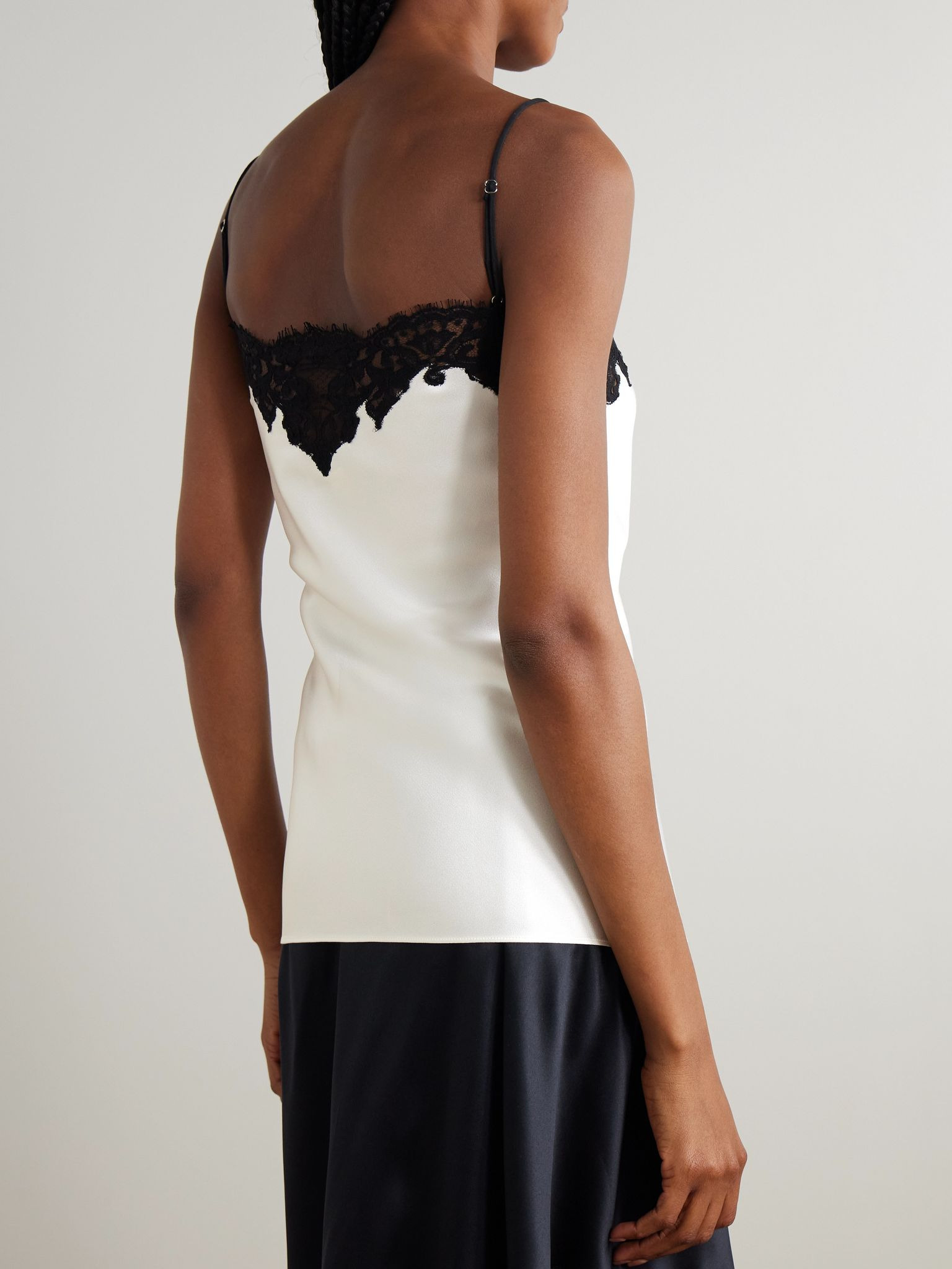 Lace-trimmed satin camisole White - 3