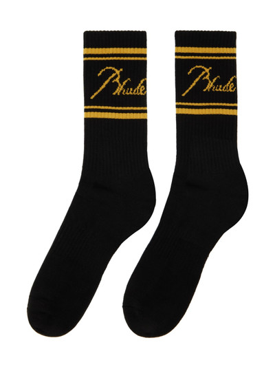 Rhude Black Script Logo Socks outlook