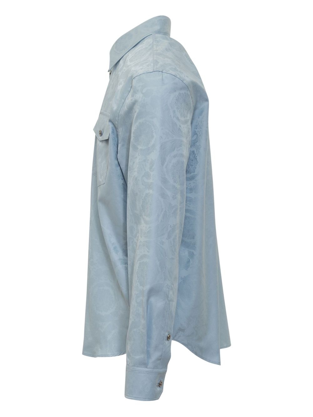 barocco-print denim shirt - 3