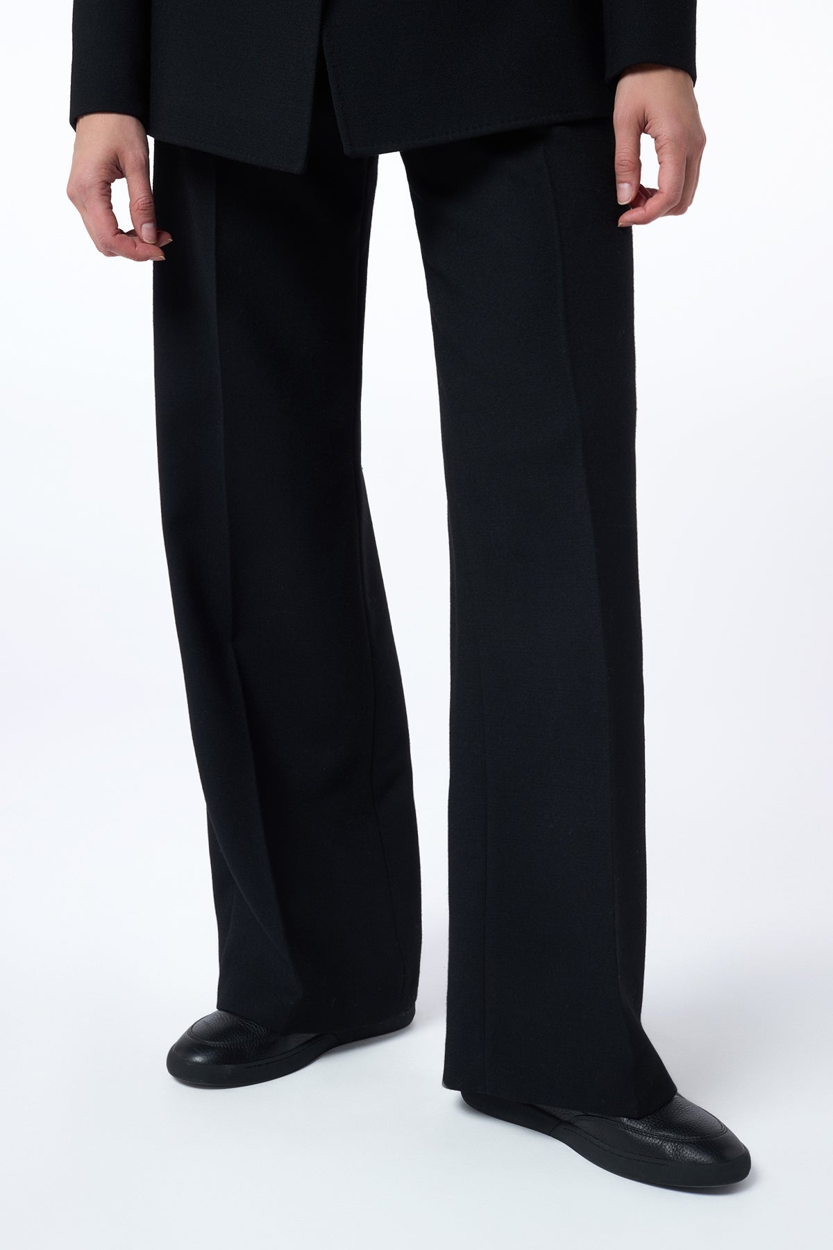 Norman Wide-Leg Pant in Black Recycled Virgin Wool - 3